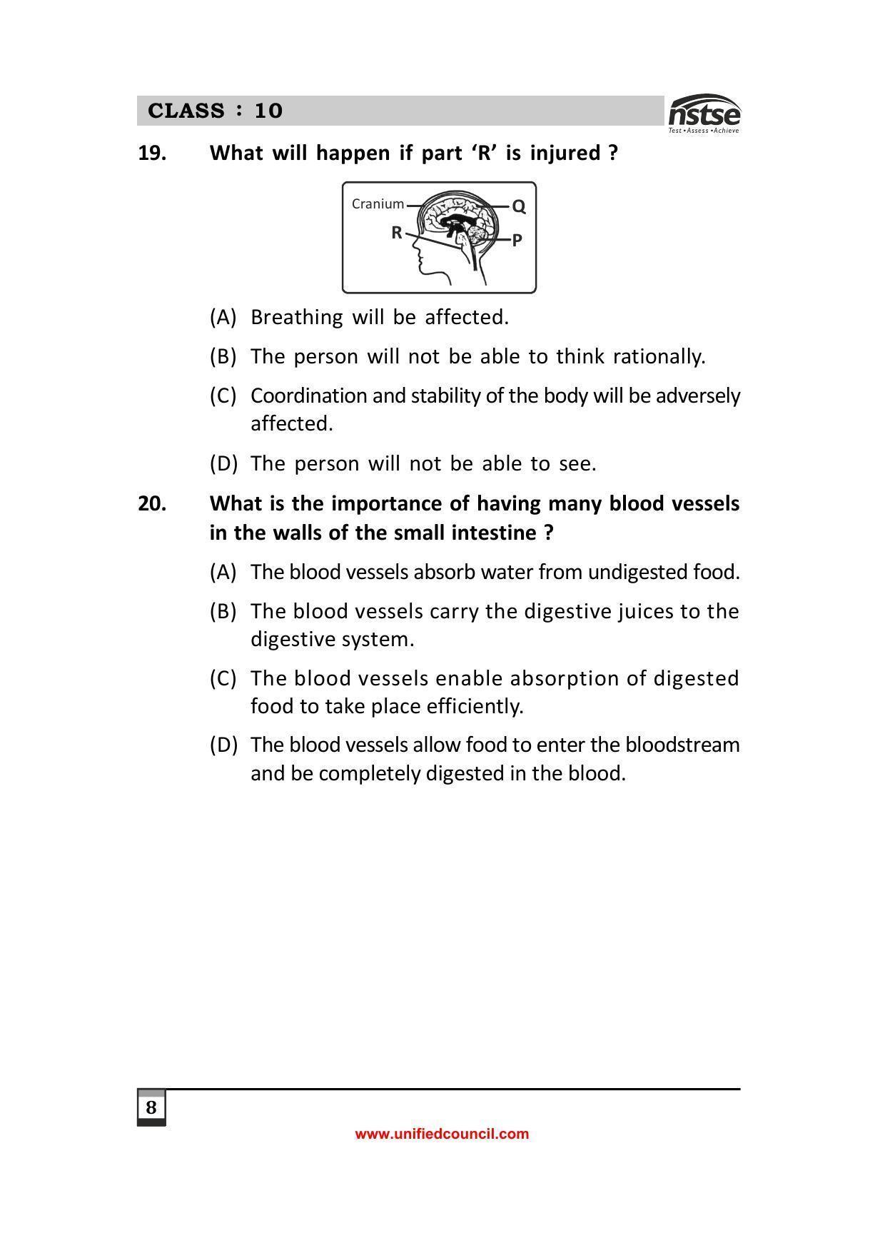 2023 Class 10 NSTSE Sample Question Papers - Page 8