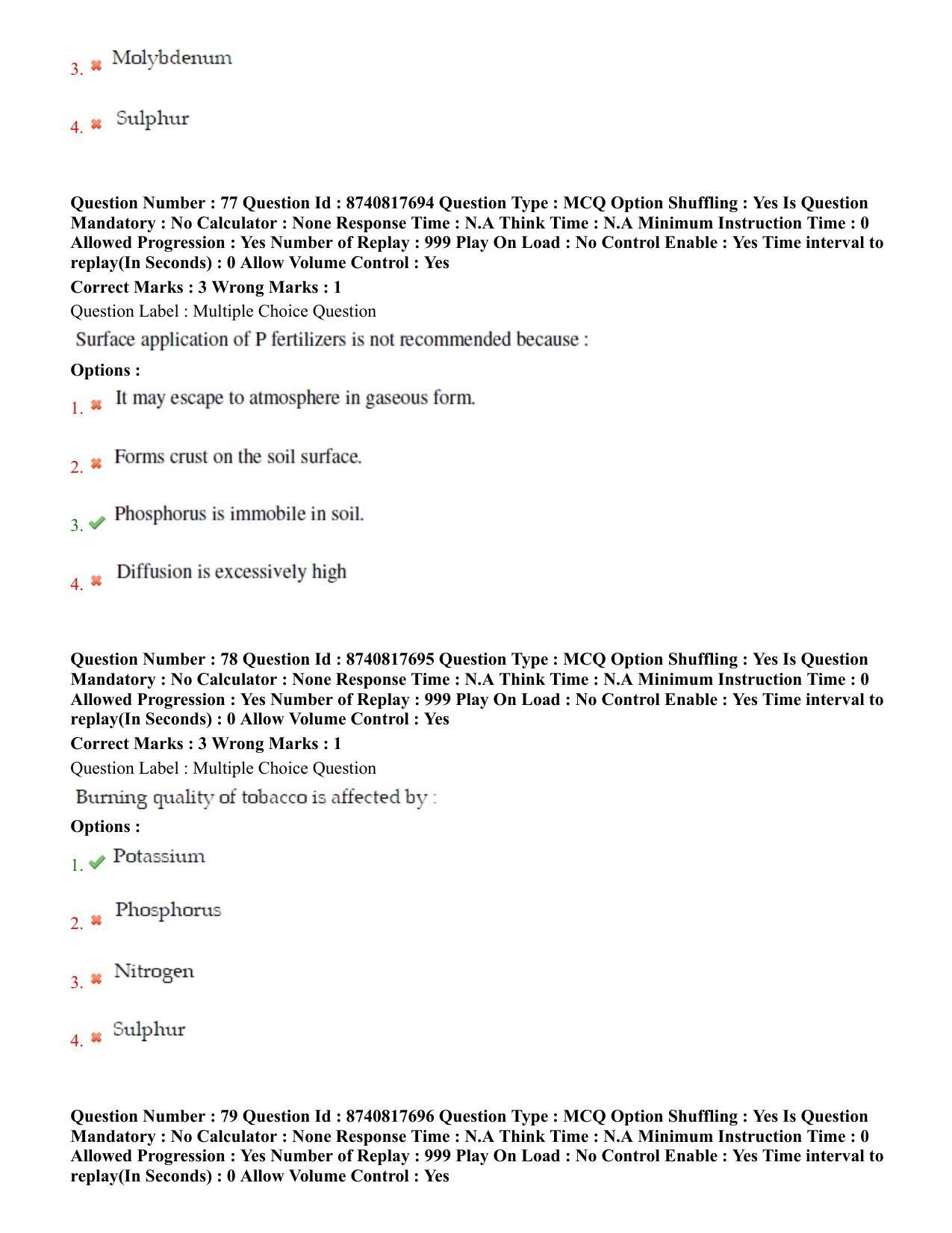 BHU RET Agronomy 2020 Question Pape - Page 43