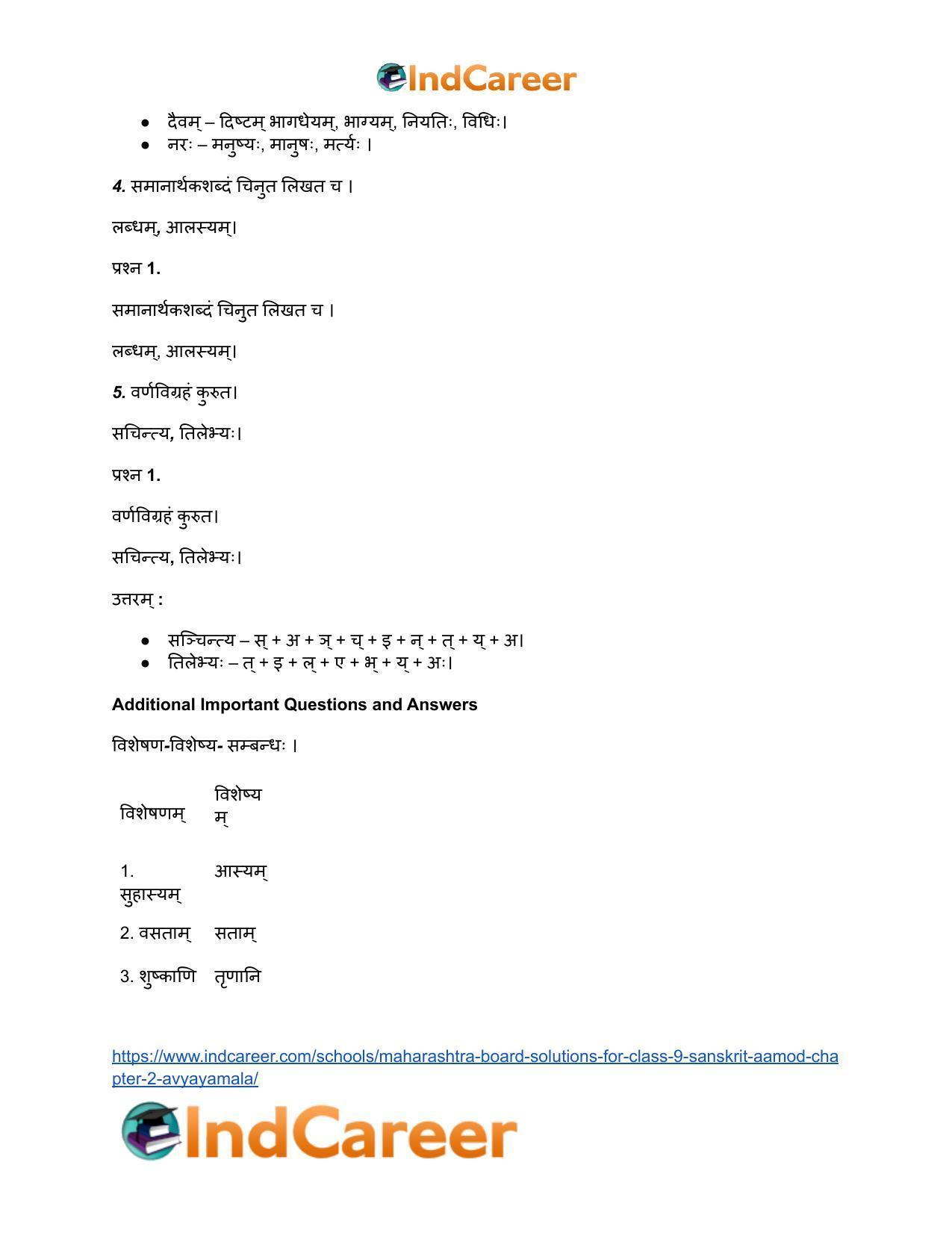 Maharashtra Board Solutions for Class 9- Sanskrit Aamod: Chapter 2- अव्ययमाला - Page 14