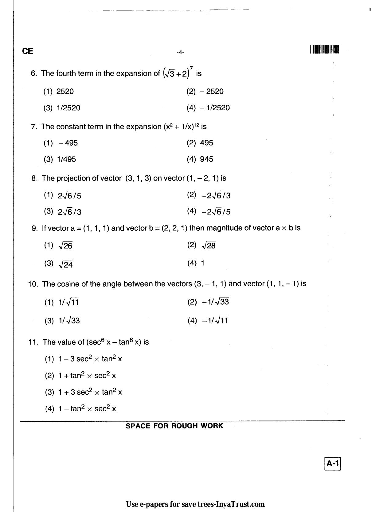 Karnataka Diploma CET- 2013 Civil Engineering Question Paper - Page 4