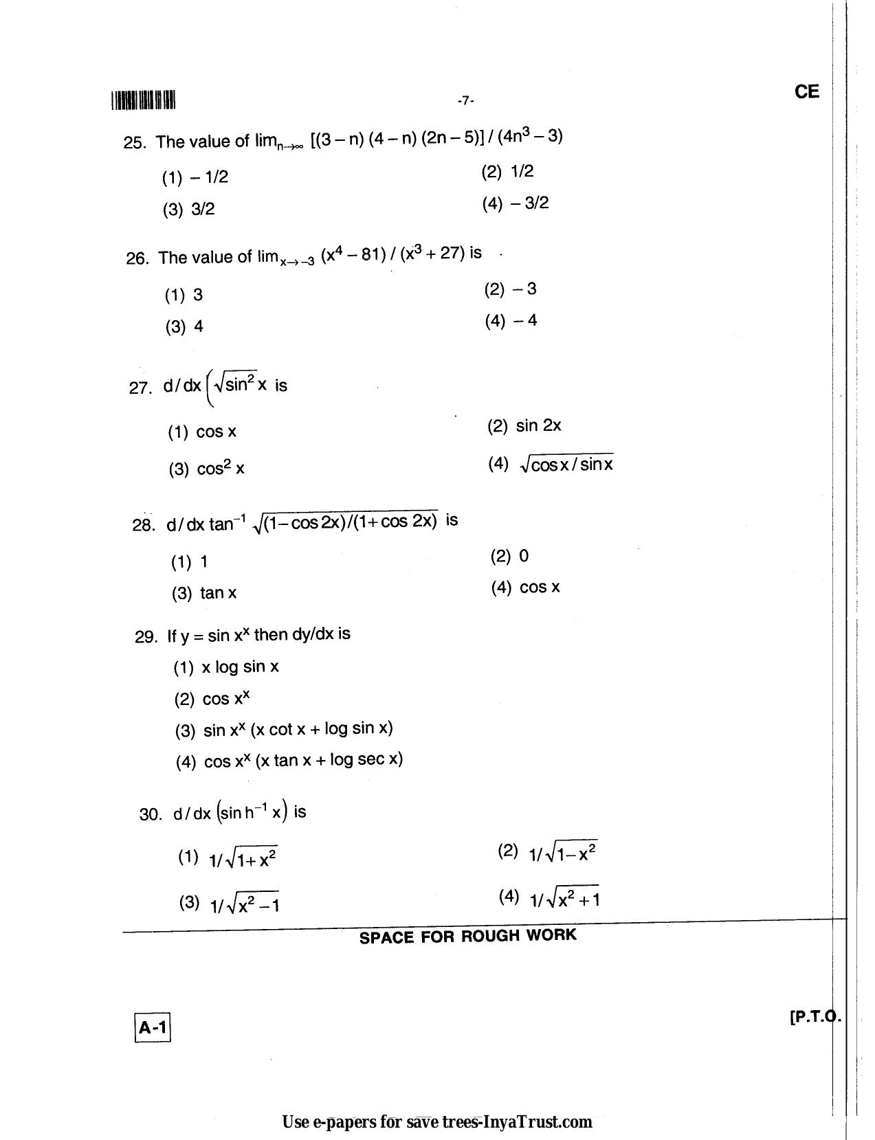 Karnataka Diploma CET- 2013 Civil Engineering Question Paper - Page 7