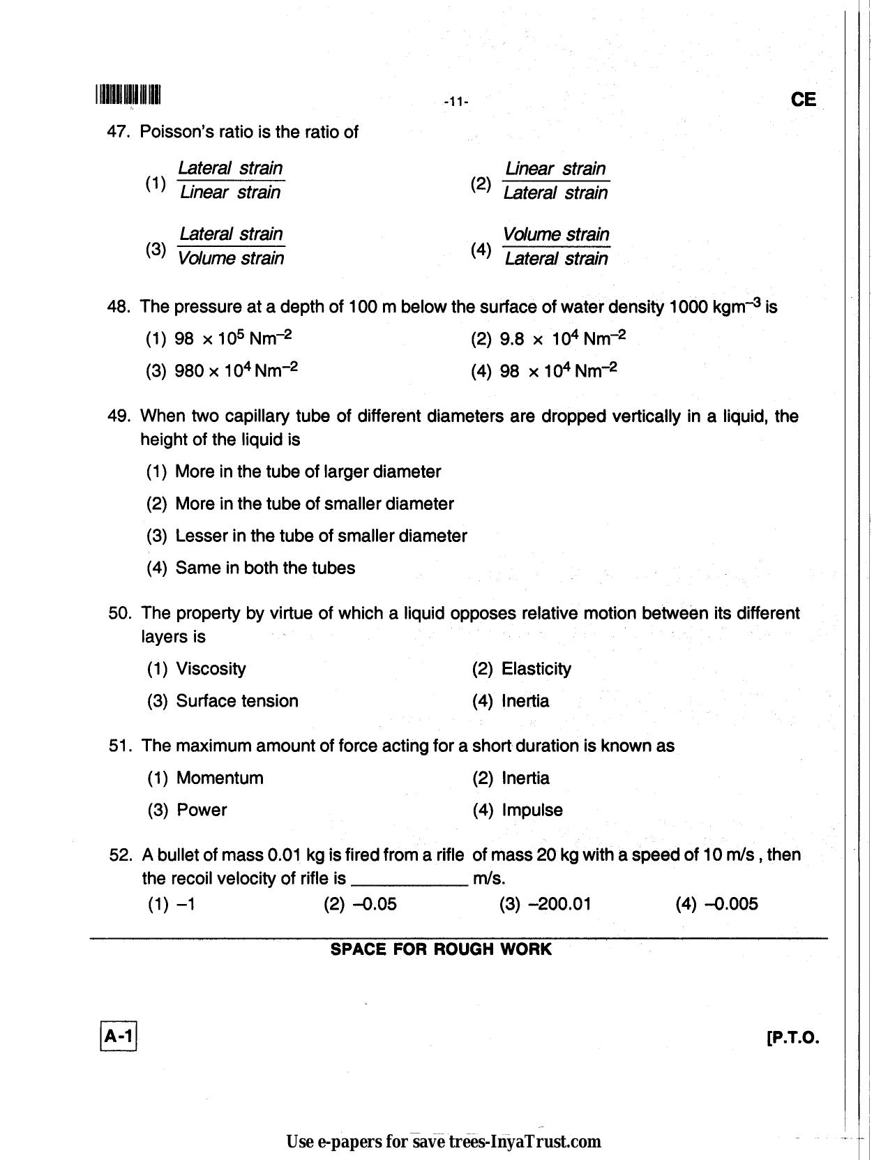 Karnataka Diploma CET- 2013 Civil Engineering Question Paper - Page 11
