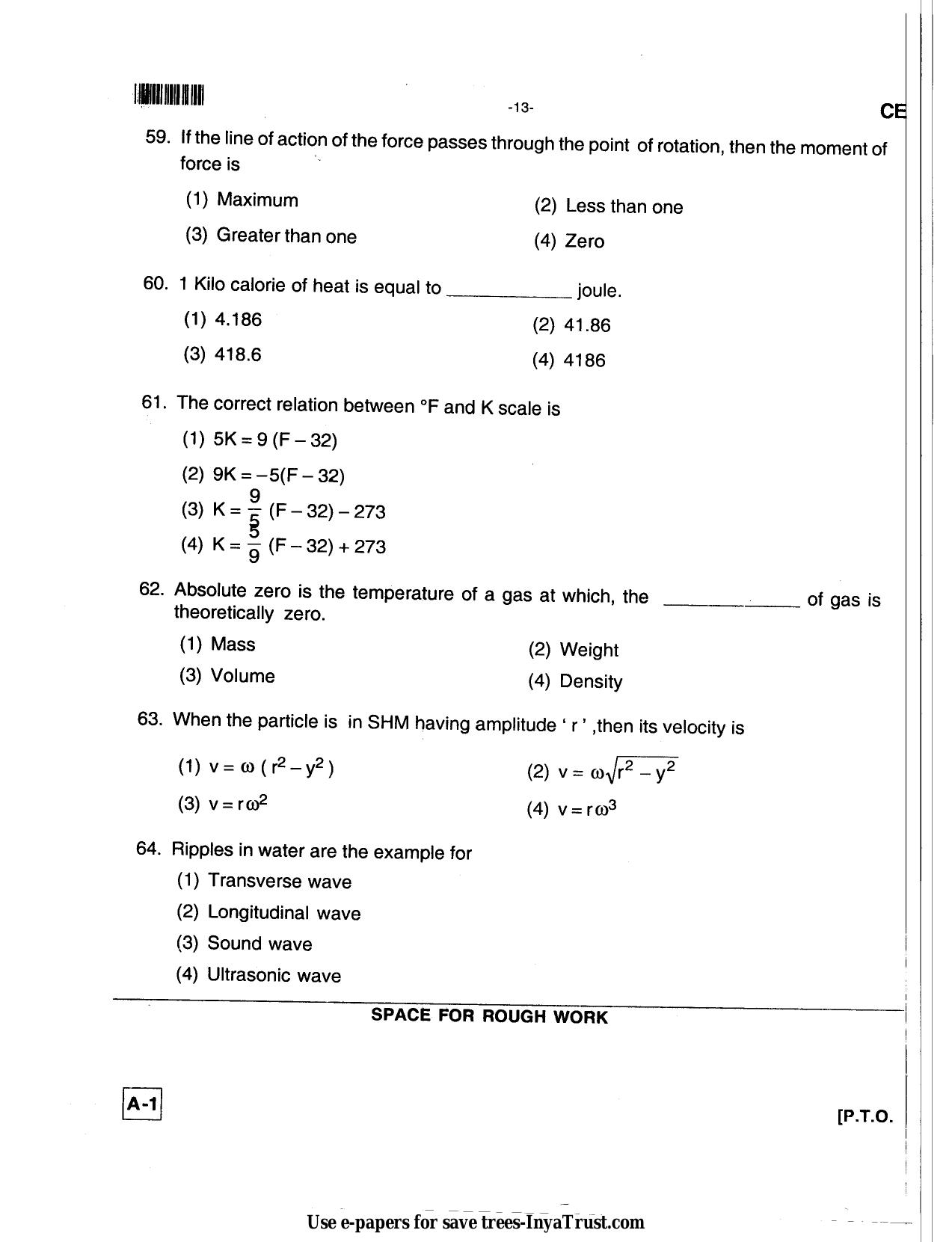 Karnataka Diploma CET- 2013 Civil Engineering Question Paper - Page 13