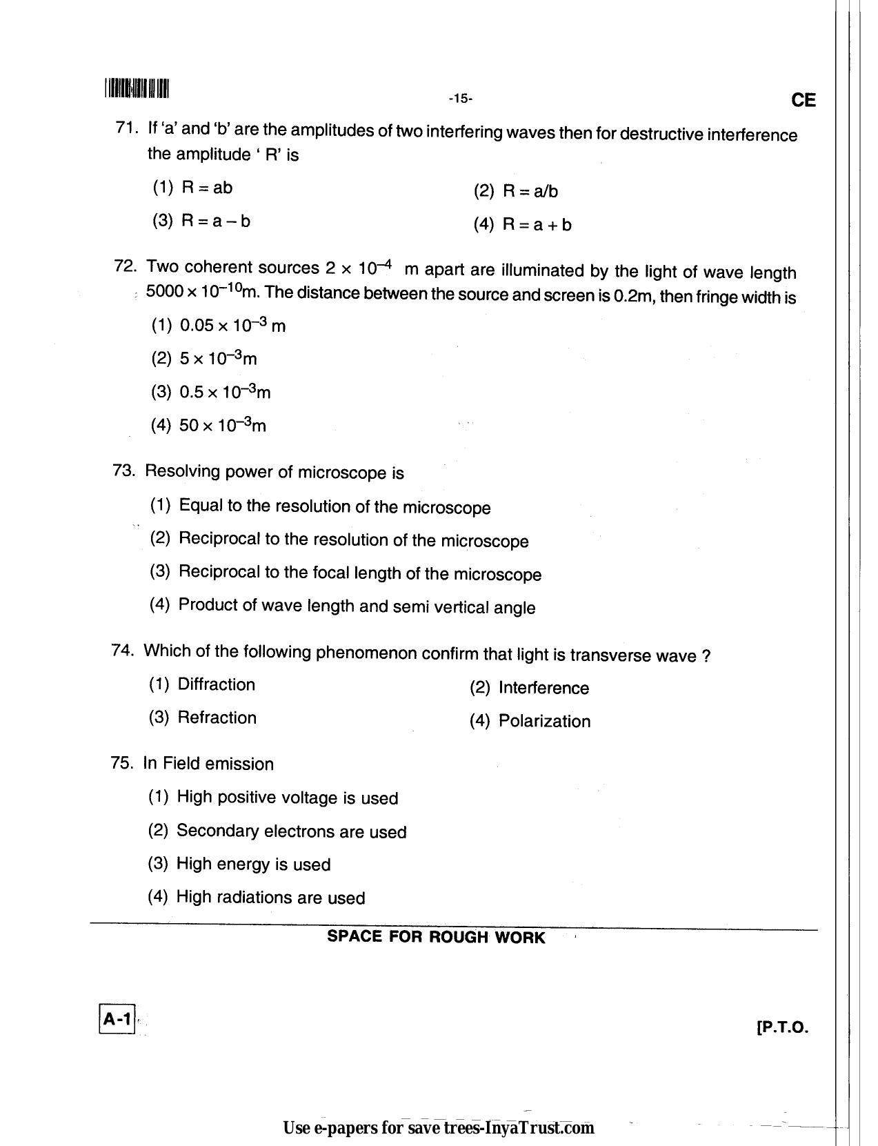 Karnataka Diploma CET- 2013 Civil Engineering Question Paper - Page 15