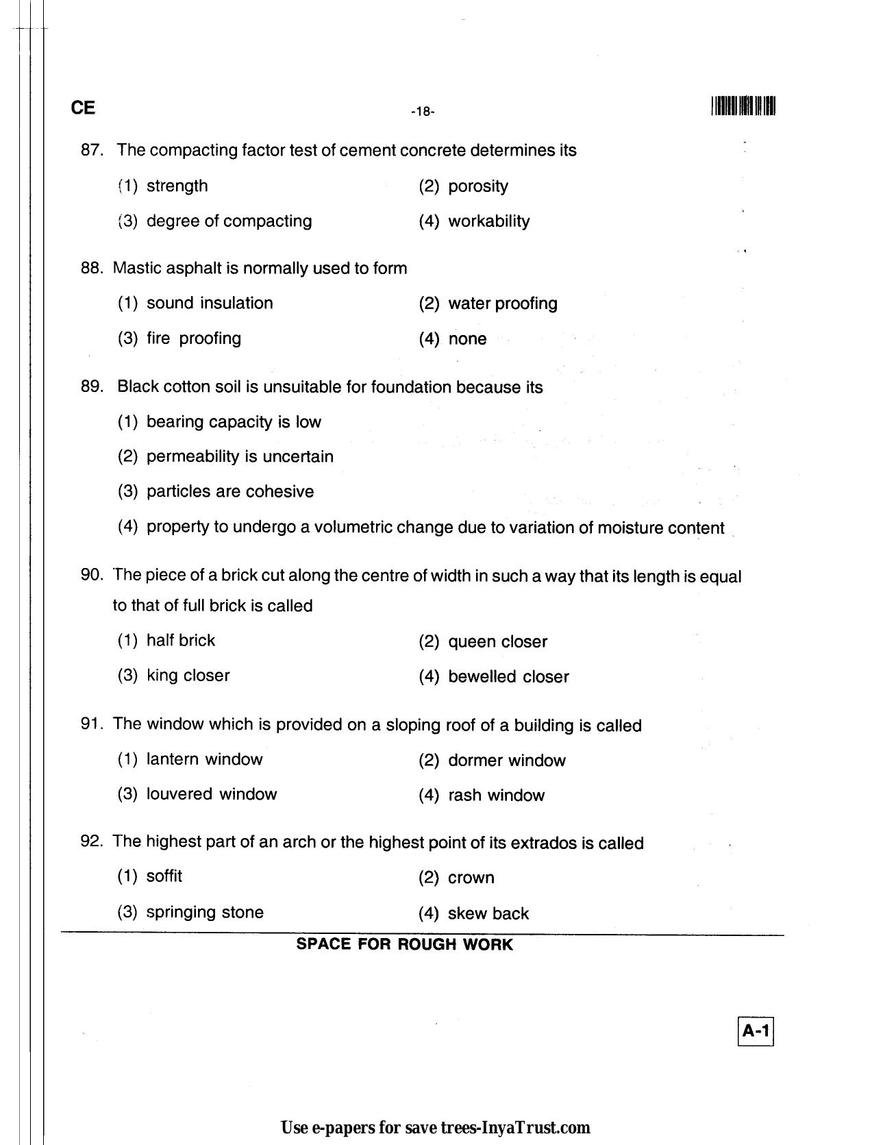 Karnataka Diploma CET- 2013 Civil Engineering Question Paper - Page 18