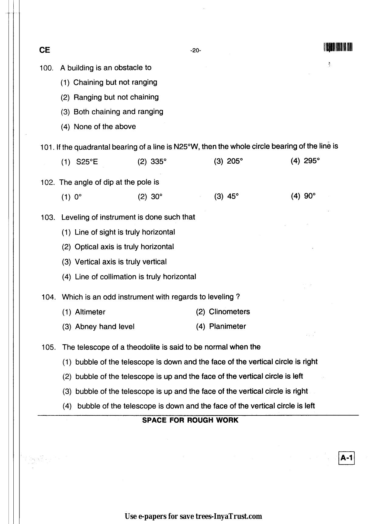 Karnataka Diploma CET- 2013 Civil Engineering Question Paper - Page 20