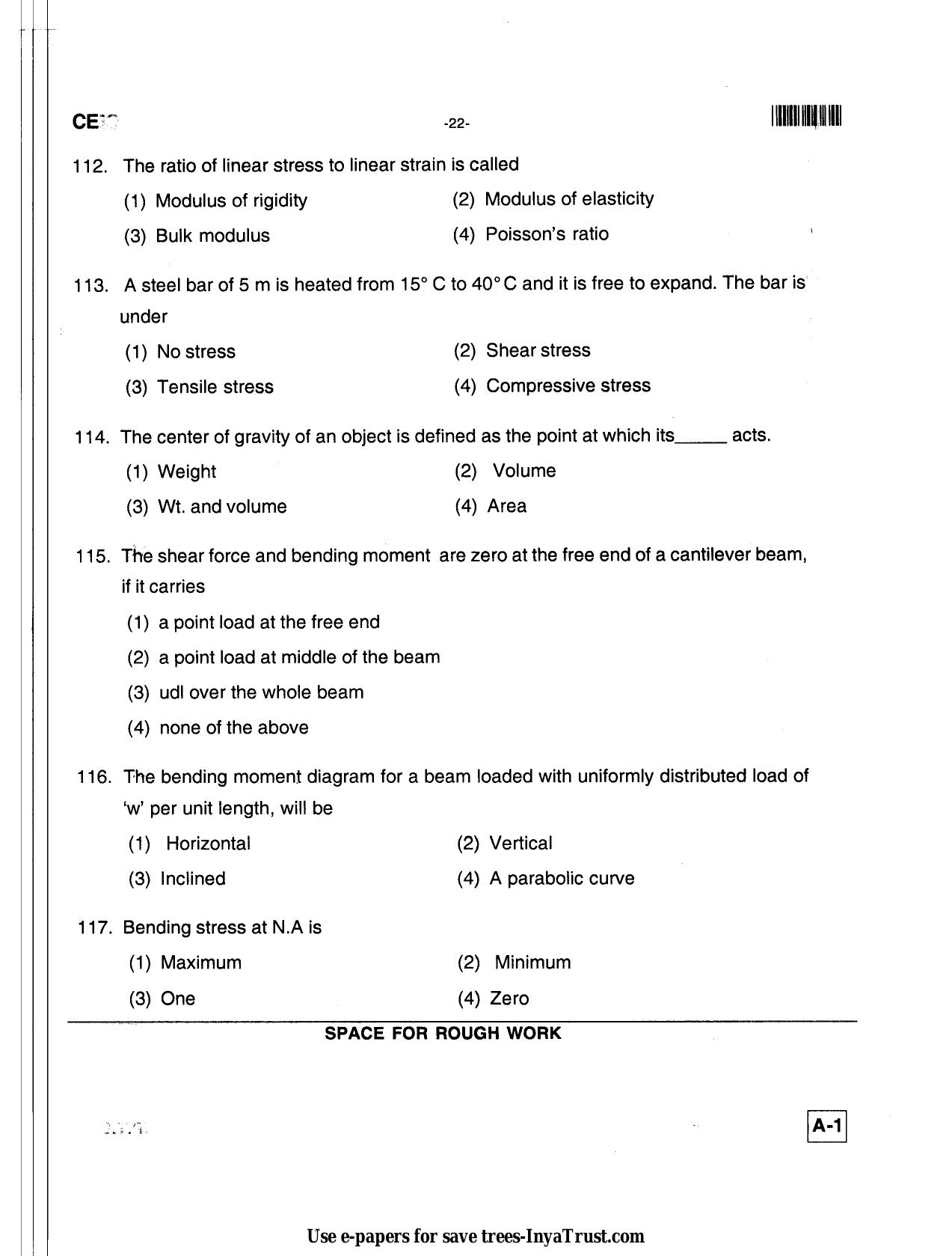 Karnataka Diploma CET- 2013 Civil Engineering Question Paper - Page 22