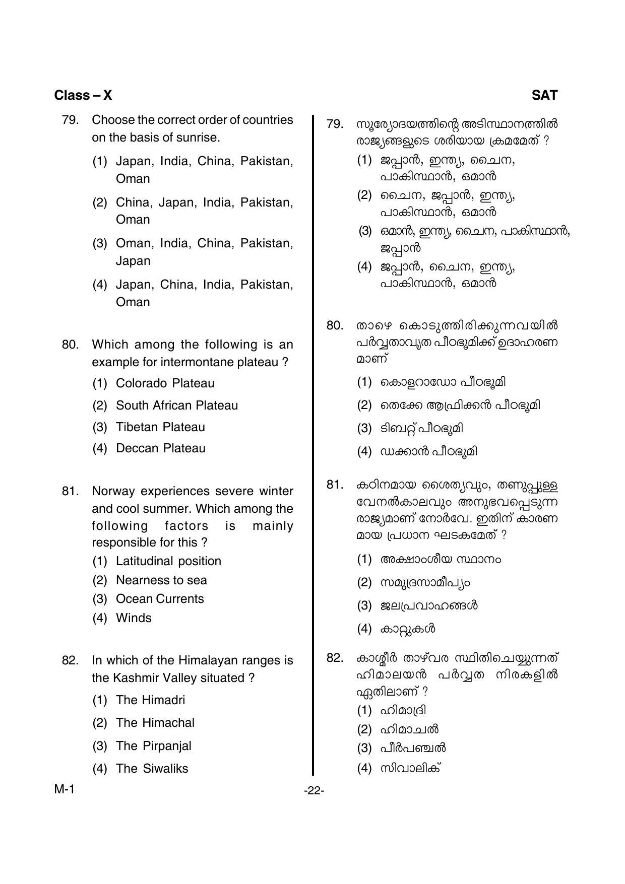 Kerala NTSE 2015 SAT Question Paper - Page 24