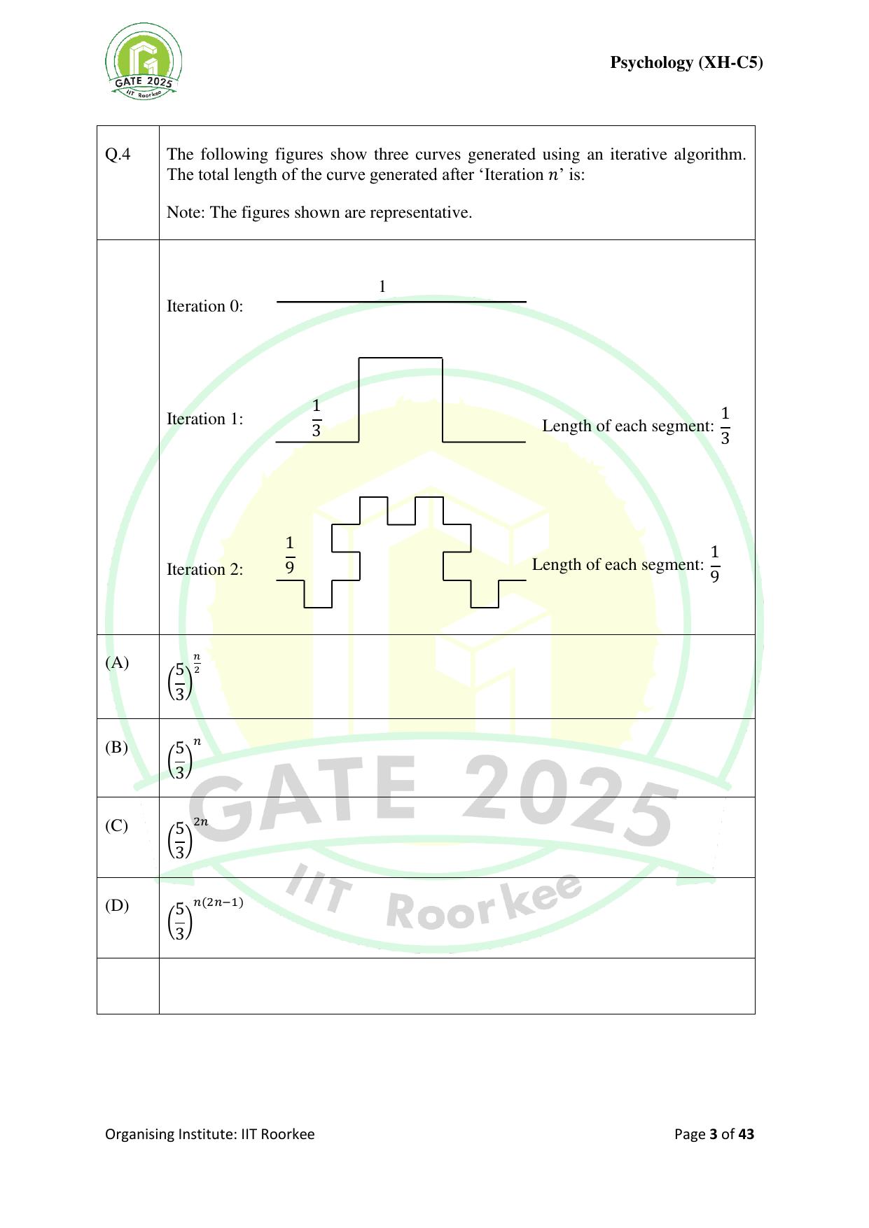 GATE 2025 Humanities & Social Sciences - Psychology (XH-C5) Question Paper - Page 3
