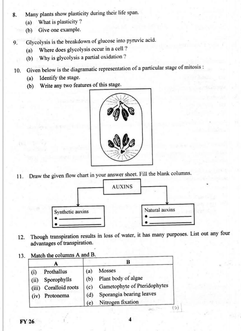 Kerala Plus One 2019 Biology Question Paper - Page 4