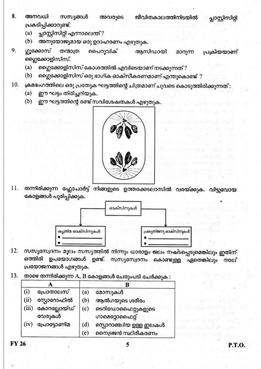 Kerala Plus One 2019 Biology Question Paper - Page 5