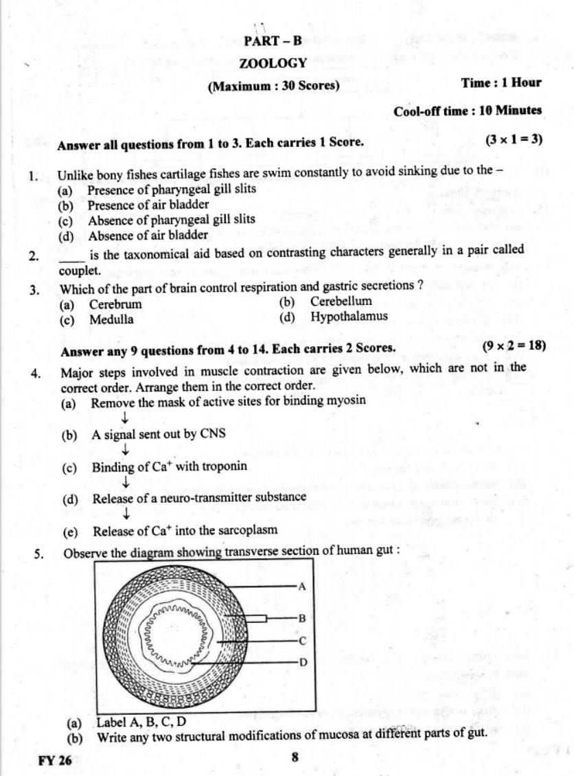 Kerala Plus One 2019 Biology Question Paper - Page 8