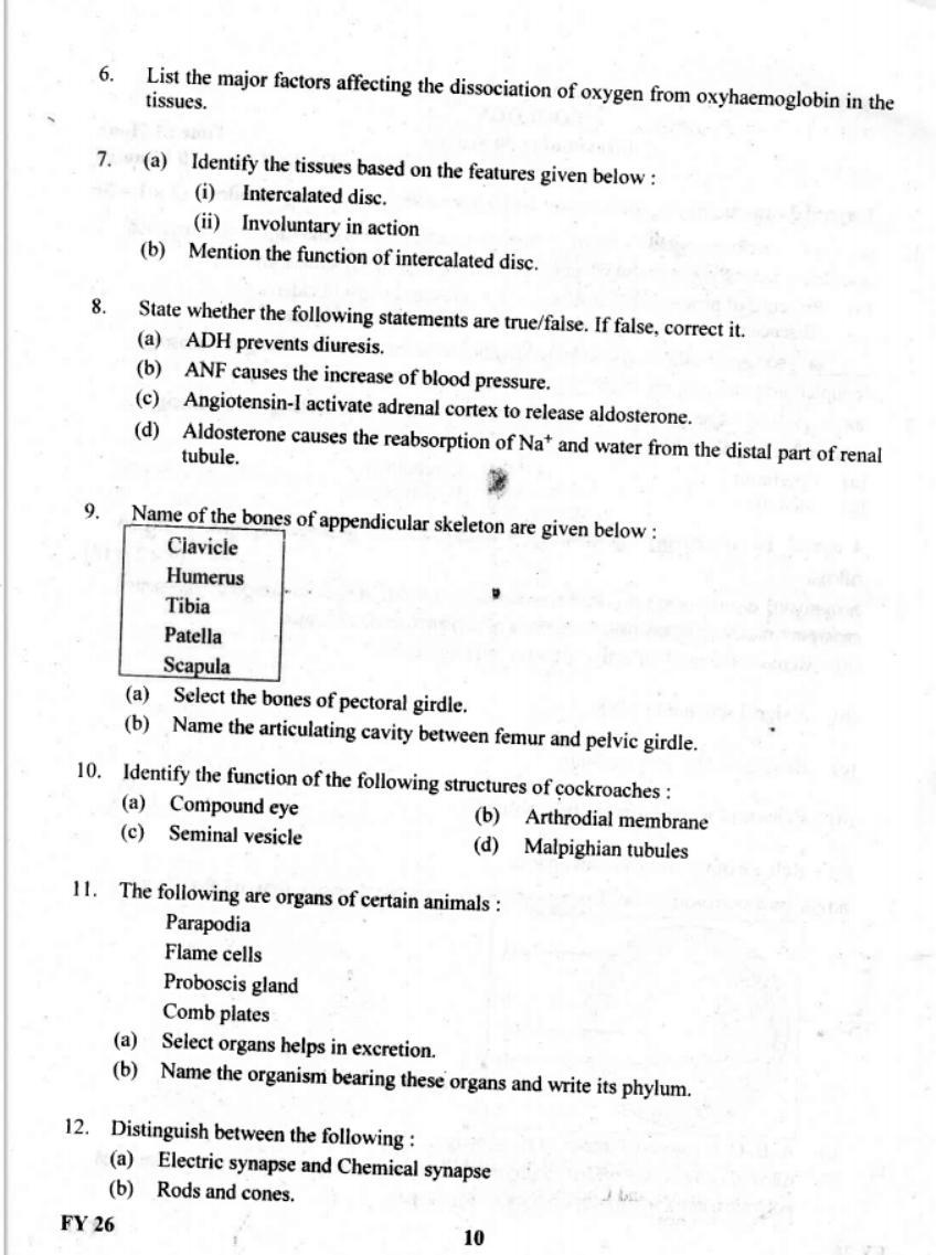 Kerala Plus One 2019 Biology Question Paper - Page 10