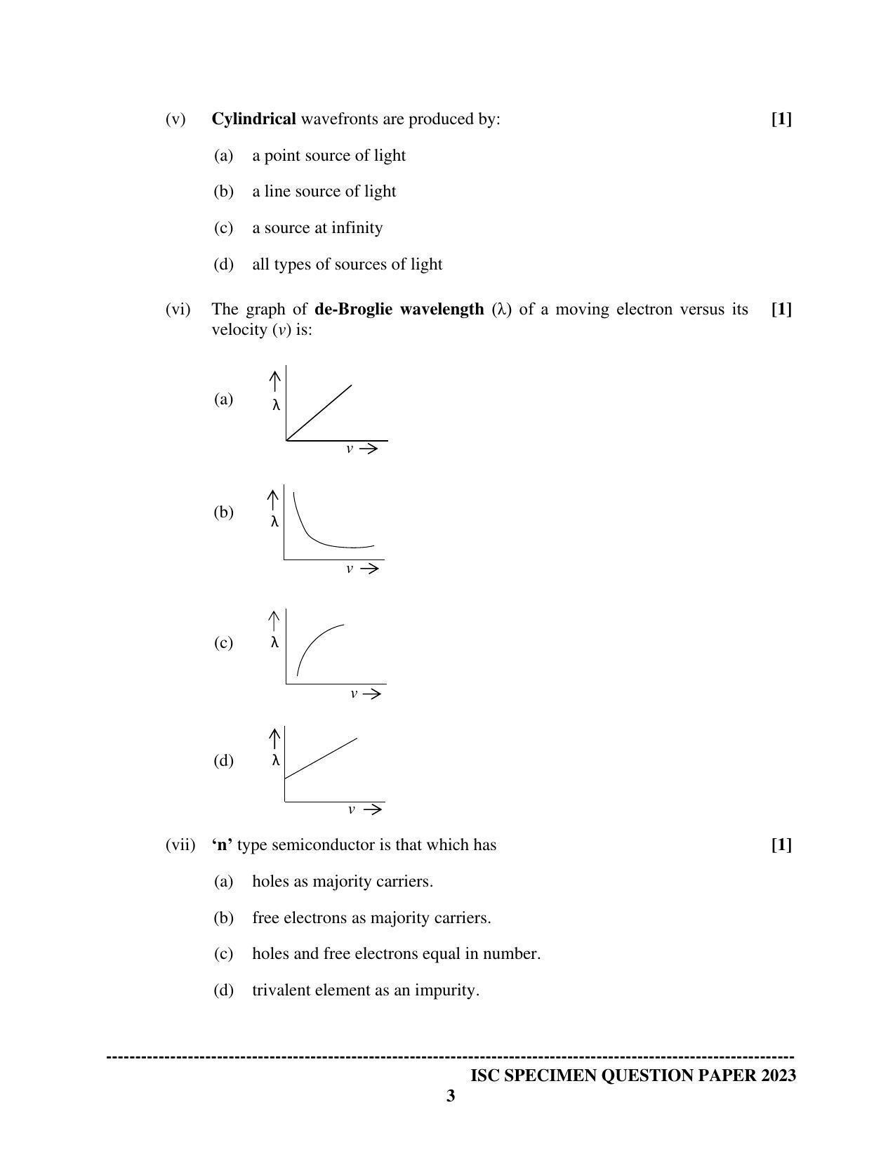 ISC Class 12 Physics Paper 1 Sample Paper 2023 - Page 3