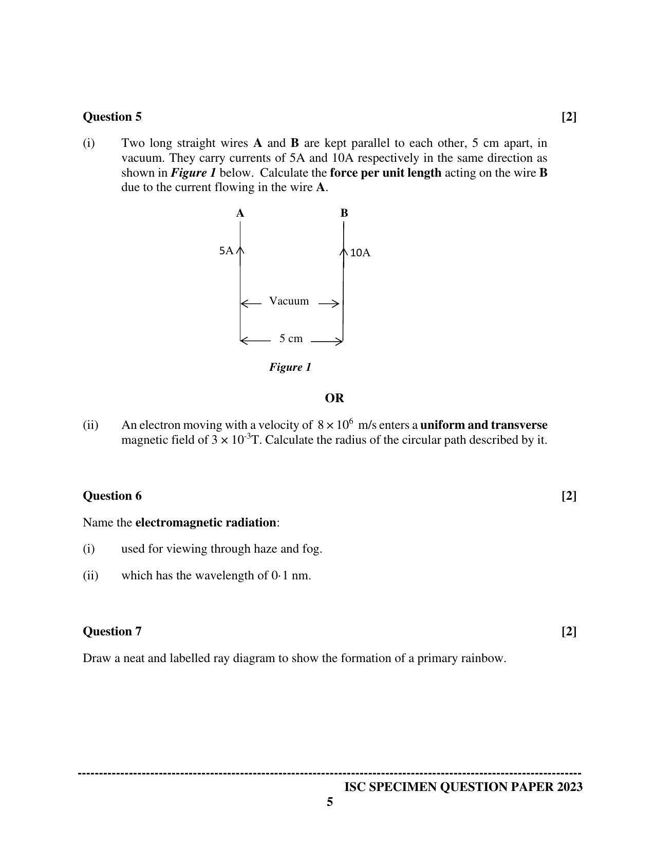 ISC Class 12 Physics Paper 1 Sample Paper 2023 - Page 5