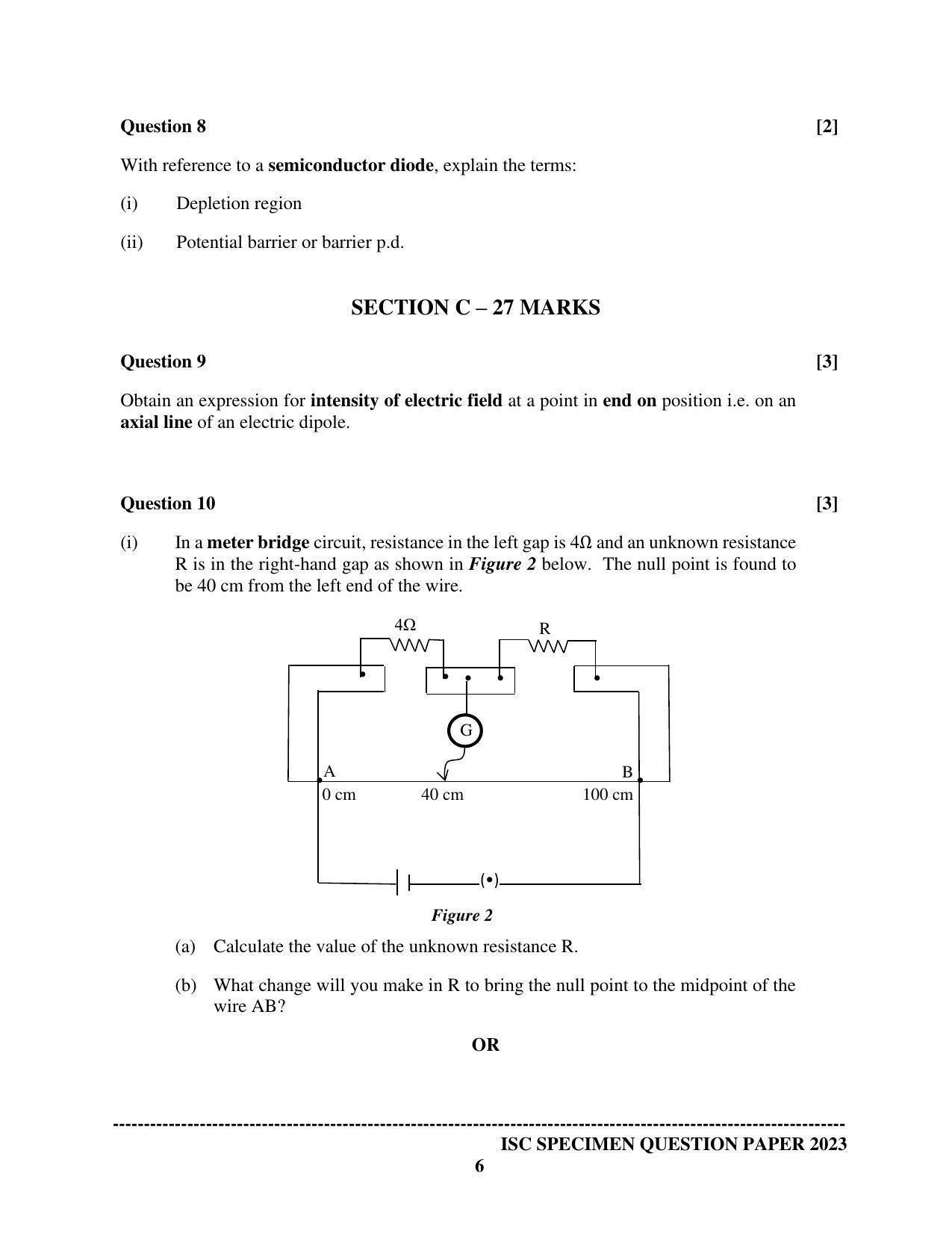 ISC Class 12 Physics Paper 1 Sample Paper 2023 - Page 6