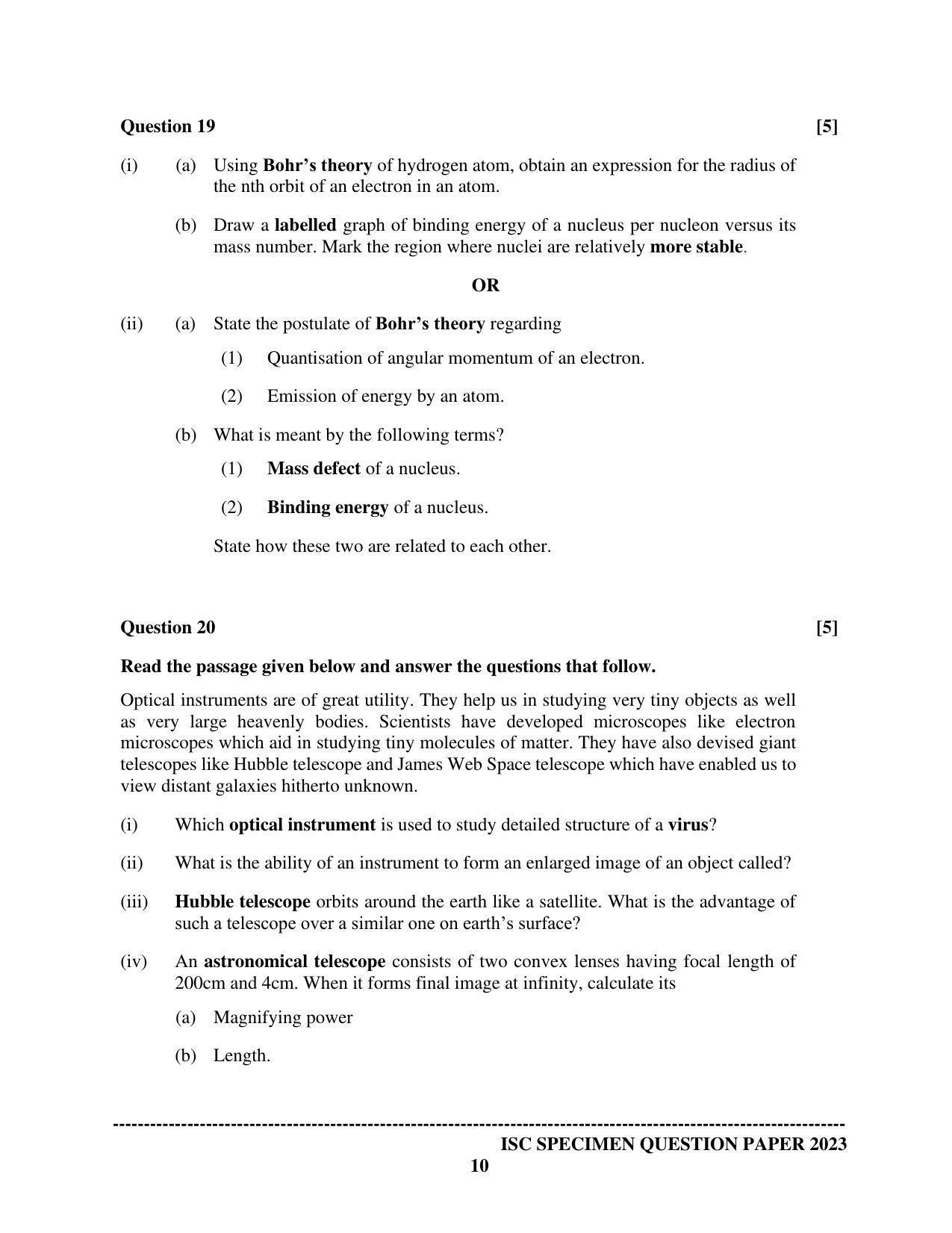 ISC Class 12 Physics Paper 1 Sample Paper 2023 - Page 10