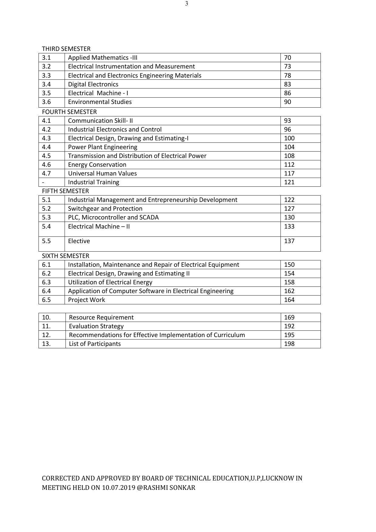 EFFECTIVE FROM JULY 2019-20 - SIX SEMESTER DIPLOMA COURSE IN ELECTRICAL ENGINEERING - Page 3