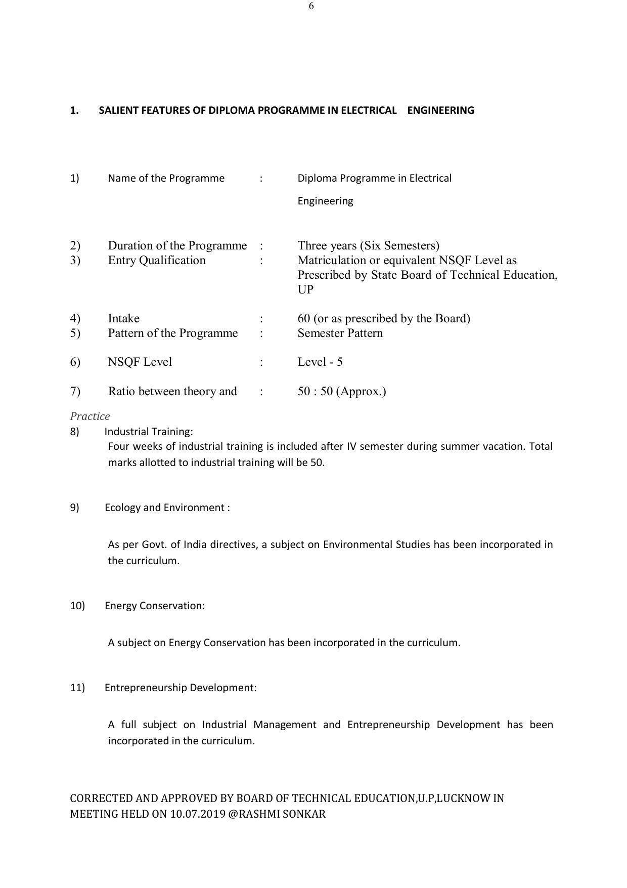 EFFECTIVE FROM JULY 2019-20 - SIX SEMESTER DIPLOMA COURSE IN ELECTRICAL ENGINEERING - Page 6