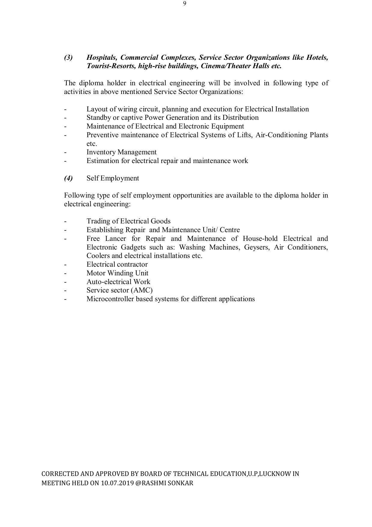 EFFECTIVE FROM JULY 2019-20 - SIX SEMESTER DIPLOMA COURSE IN ELECTRICAL ENGINEERING - Page 9