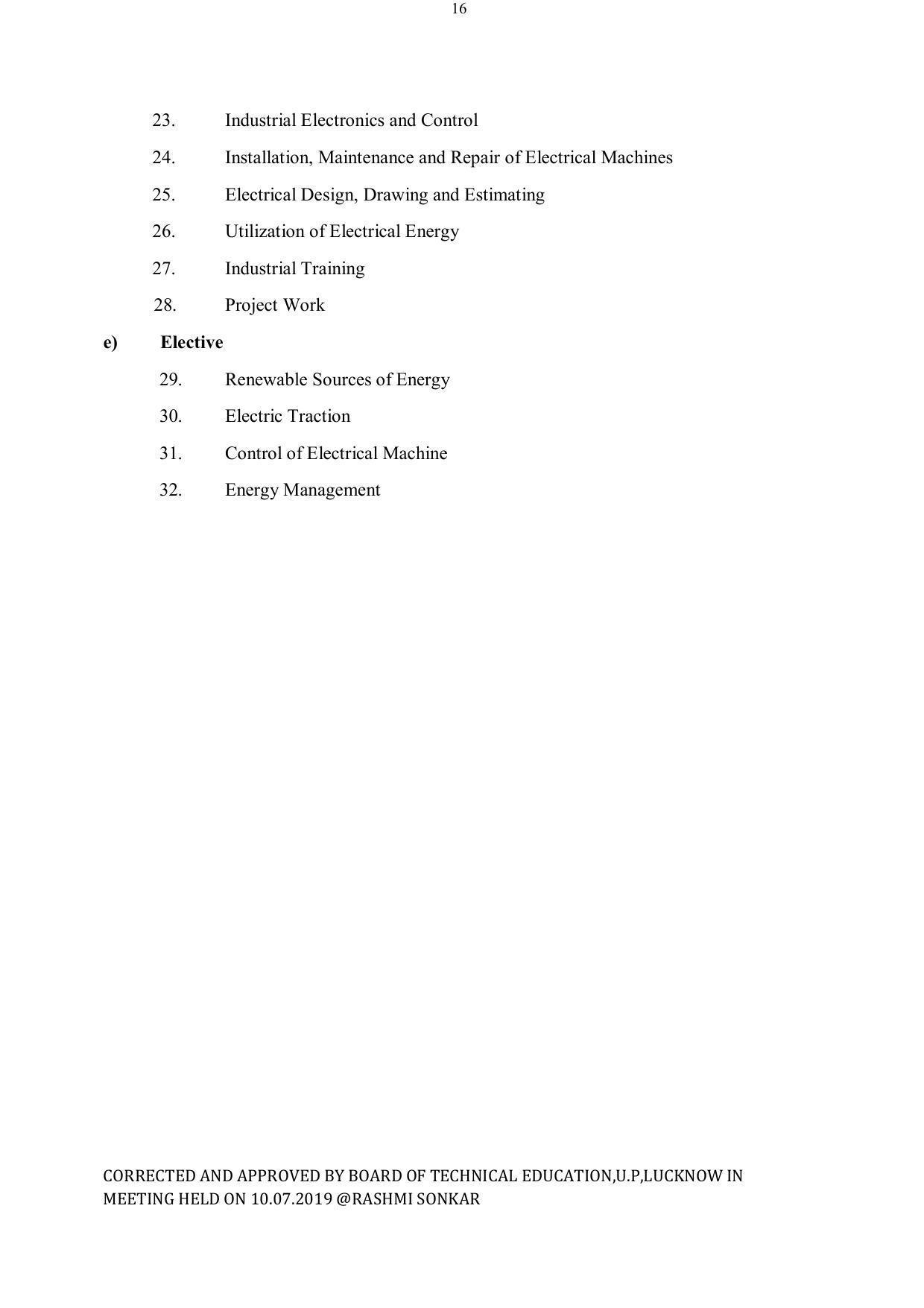 EFFECTIVE FROM JULY 2019-20 - SIX SEMESTER DIPLOMA COURSE IN ELECTRICAL ENGINEERING - Page 16