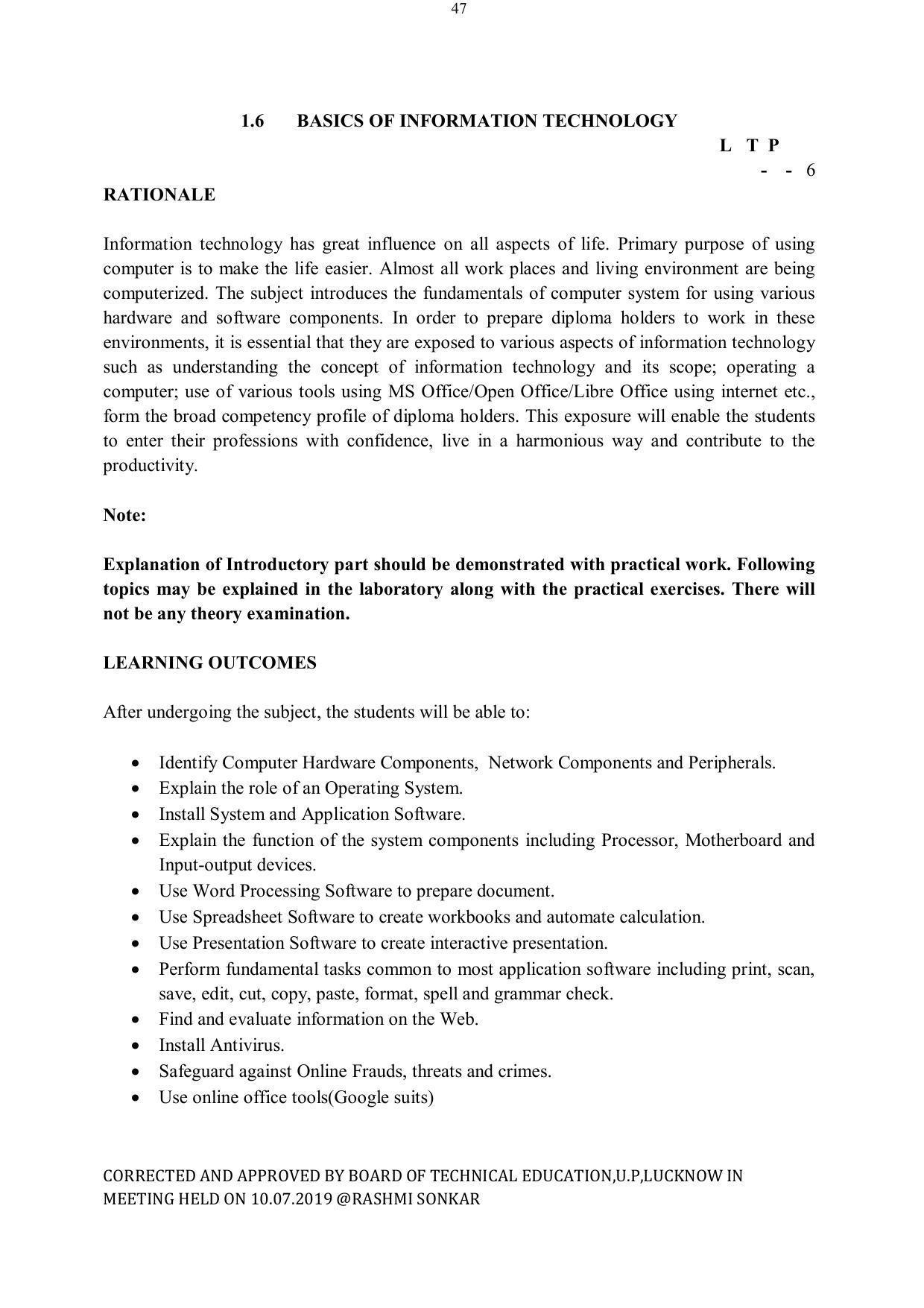 EFFECTIVE FROM JULY 2019-20 - SIX SEMESTER DIPLOMA COURSE IN ELECTRICAL ENGINEERING - Page 47