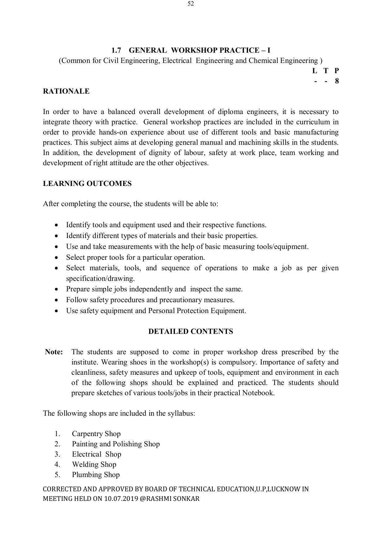 EFFECTIVE FROM JULY 2019-20 - SIX SEMESTER DIPLOMA COURSE IN ELECTRICAL ENGINEERING - Page 52