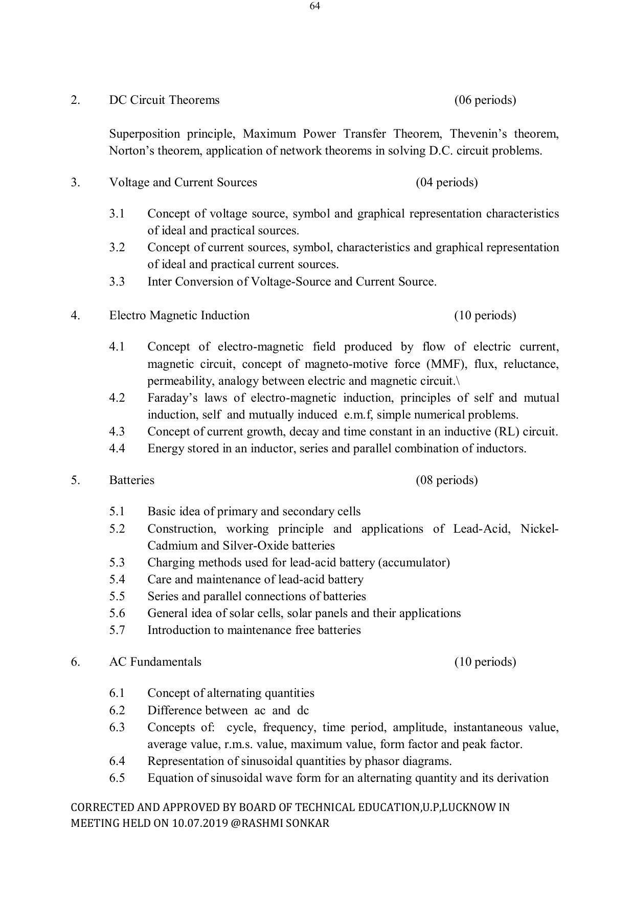 EFFECTIVE FROM JULY 2019-20 - SIX SEMESTER DIPLOMA COURSE IN ELECTRICAL ENGINEERING - Page 64