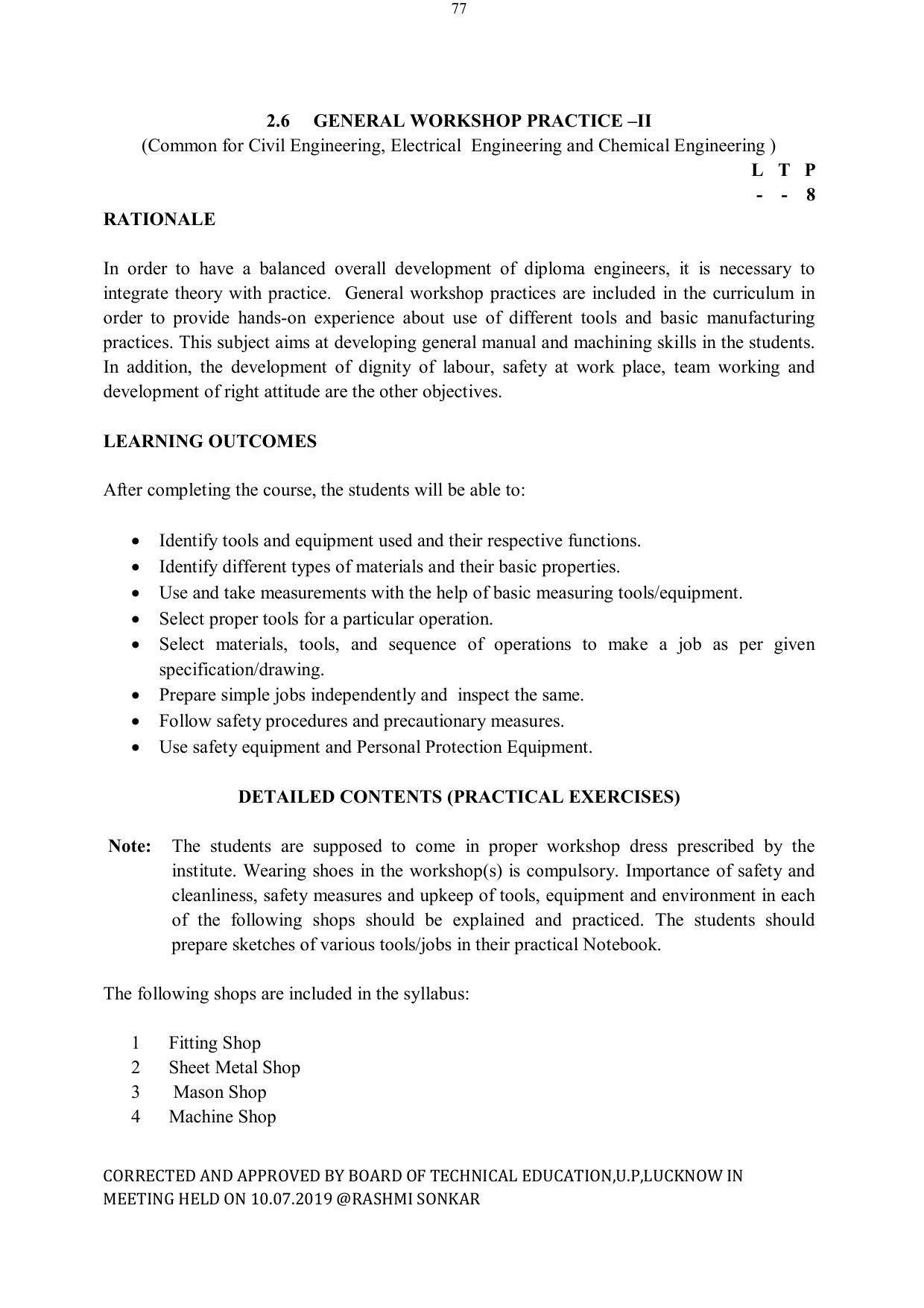 EFFECTIVE FROM JULY 2019-20 - SIX SEMESTER DIPLOMA COURSE IN ELECTRICAL ENGINEERING - Page 77