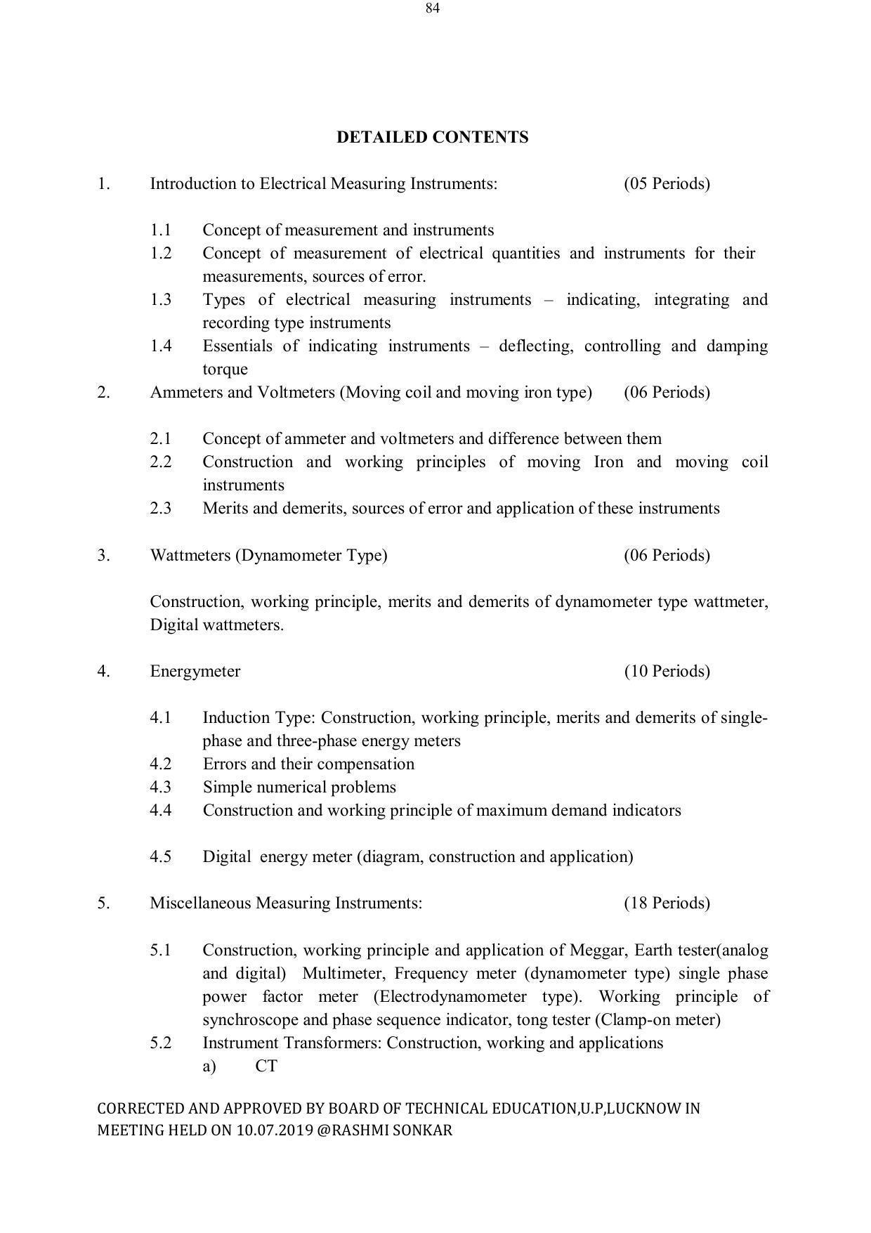 EFFECTIVE FROM JULY 2019-20 - SIX SEMESTER DIPLOMA COURSE IN ELECTRICAL ENGINEERING - Page 84