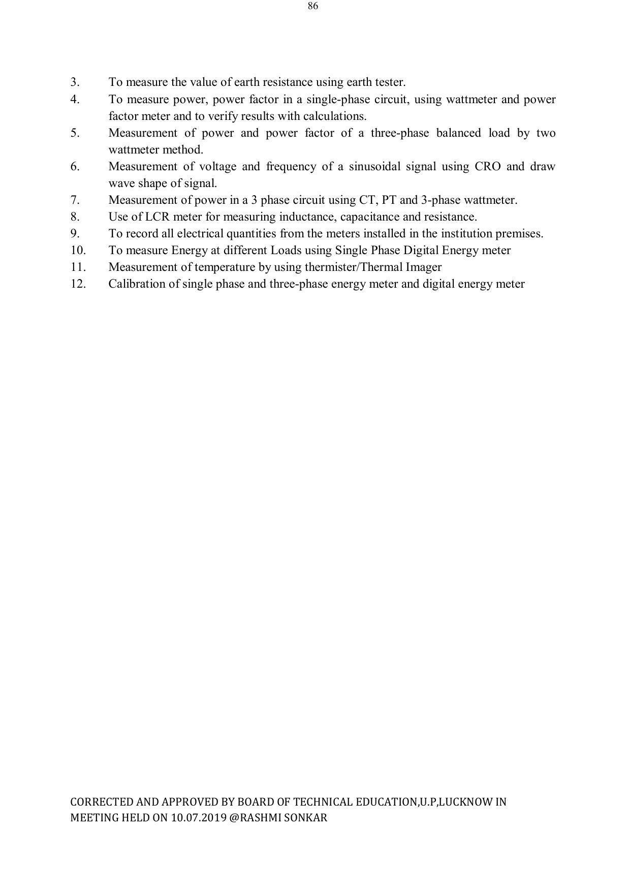 EFFECTIVE FROM JULY 2019-20 - SIX SEMESTER DIPLOMA COURSE IN ELECTRICAL ENGINEERING - Page 86