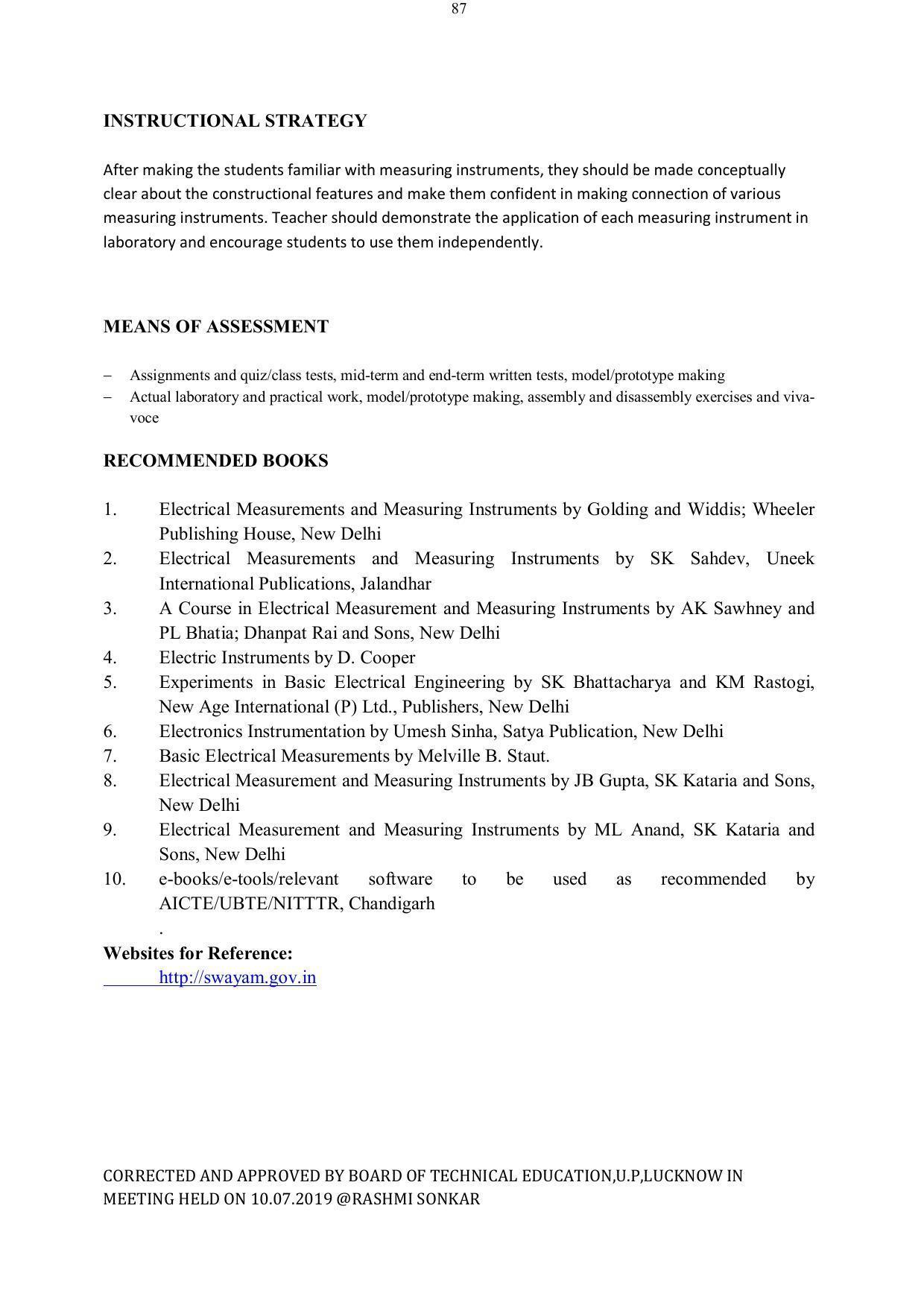 EFFECTIVE FROM JULY 2019-20 - SIX SEMESTER DIPLOMA COURSE IN ELECTRICAL ENGINEERING - Page 87