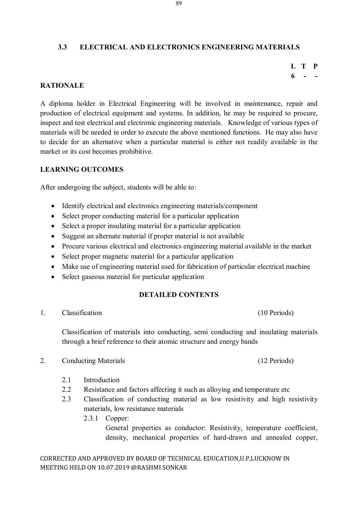 EFFECTIVE FROM JULY 2019-20 - SIX SEMESTER DIPLOMA COURSE IN ELECTRICAL ENGINEERING - Page 89
