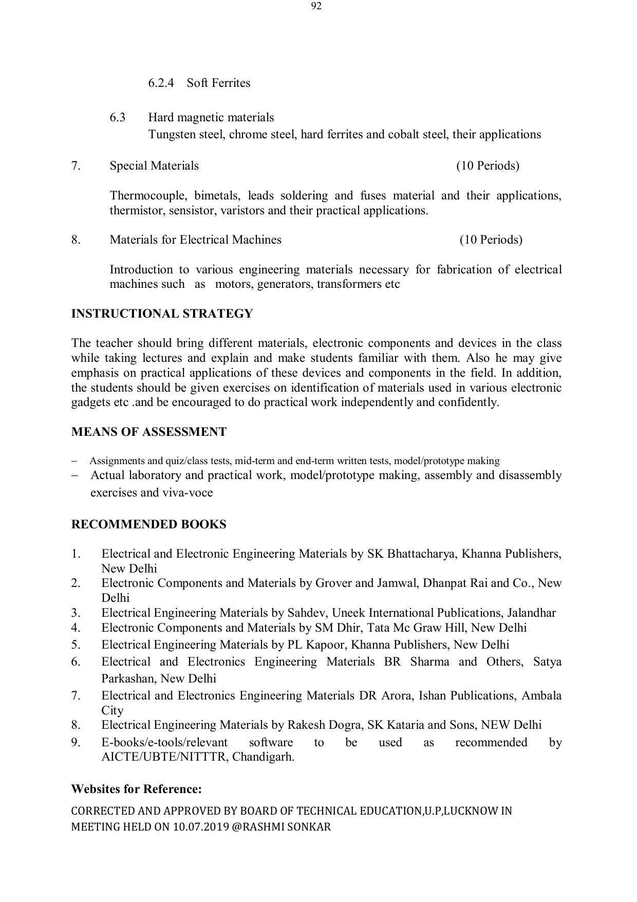 EFFECTIVE FROM JULY 2019-20 - SIX SEMESTER DIPLOMA COURSE IN ELECTRICAL ENGINEERING - Page 92