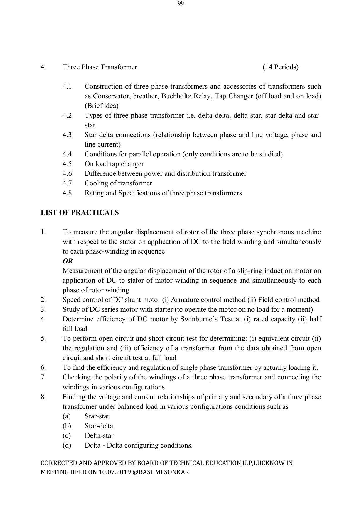 EFFECTIVE FROM JULY 2019-20 - SIX SEMESTER DIPLOMA COURSE IN ELECTRICAL ENGINEERING - Page 99