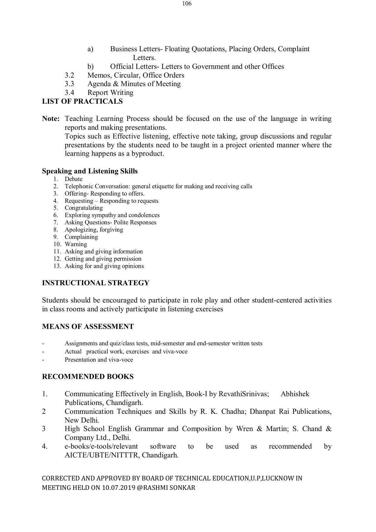 EFFECTIVE FROM JULY 2019-20 - SIX SEMESTER DIPLOMA COURSE IN ELECTRICAL ENGINEERING - Page 106