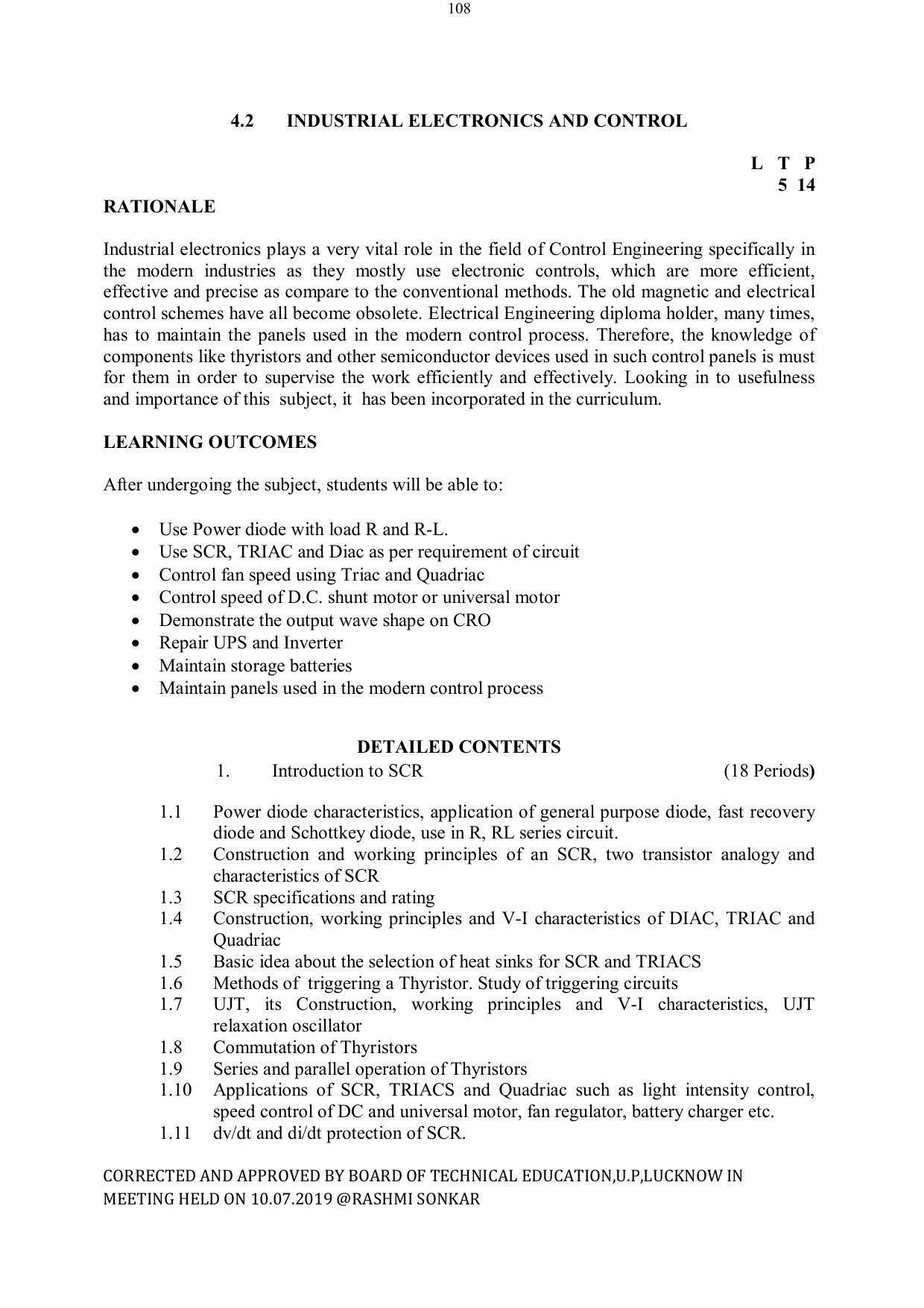 EFFECTIVE FROM JULY 2019-20 - SIX SEMESTER DIPLOMA COURSE IN ELECTRICAL ENGINEERING - Page 108