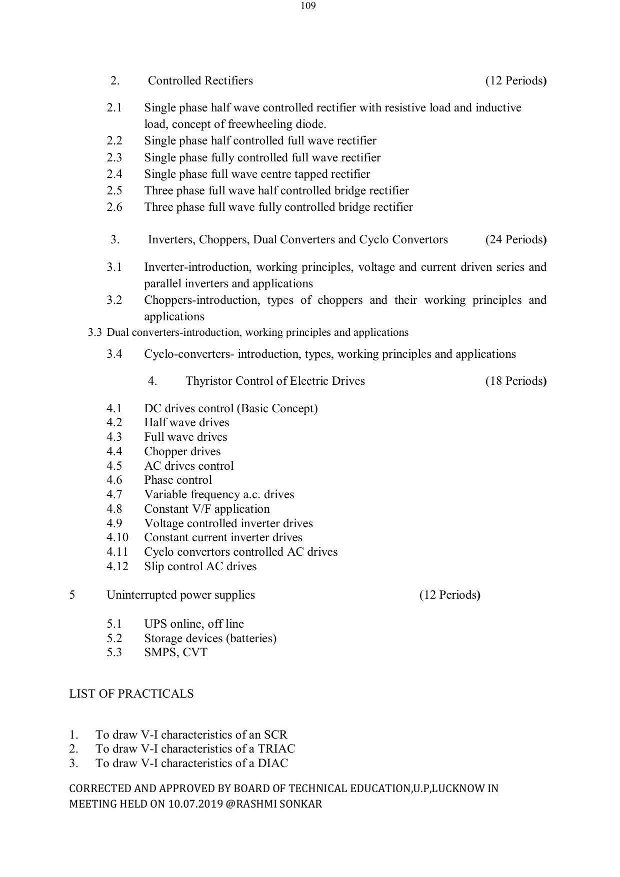 EFFECTIVE FROM JULY 2019-20 - SIX SEMESTER DIPLOMA COURSE IN ELECTRICAL ENGINEERING - Page 109