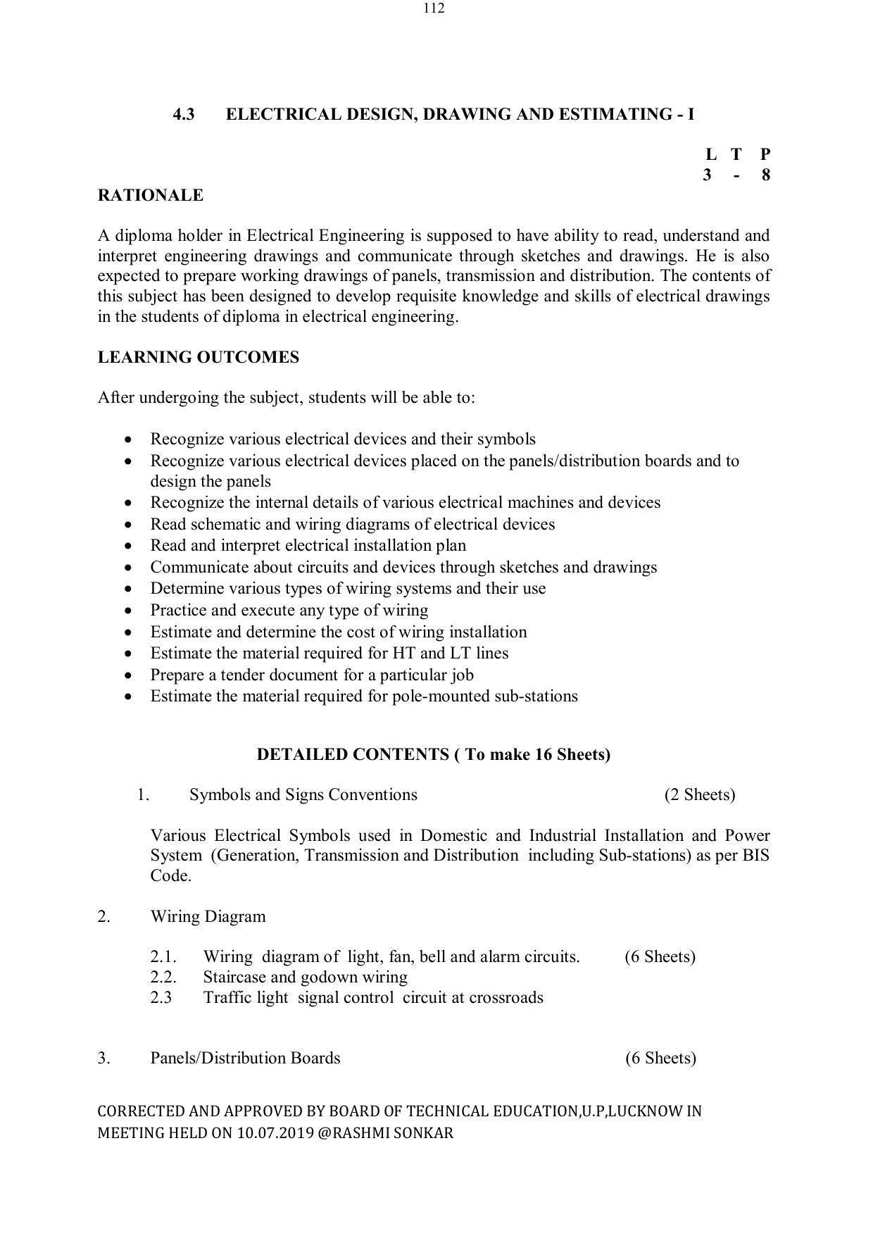 EFFECTIVE FROM JULY 2019-20 - SIX SEMESTER DIPLOMA COURSE IN ELECTRICAL ENGINEERING - Page 112