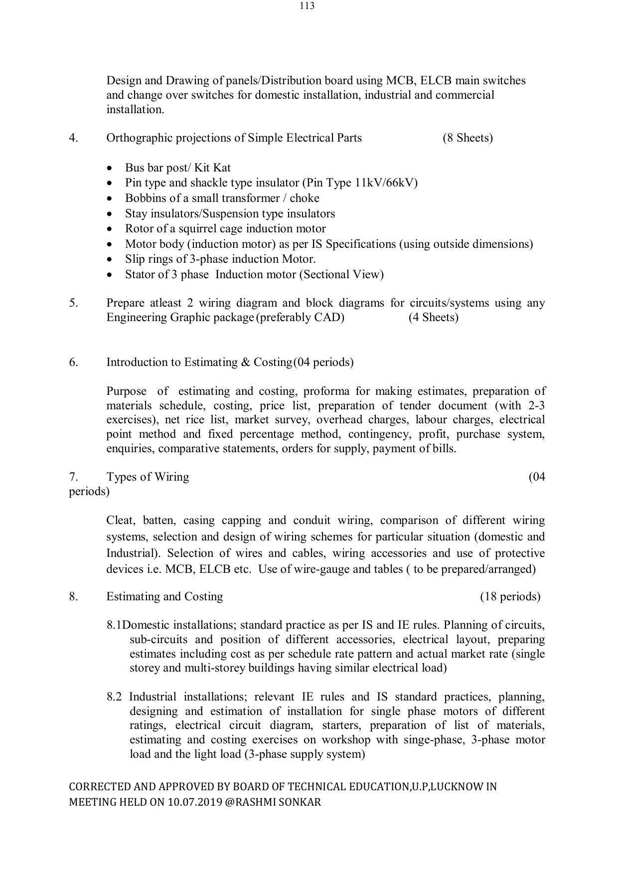 EFFECTIVE FROM JULY 2019-20 - SIX SEMESTER DIPLOMA COURSE IN ELECTRICAL ENGINEERING - Page 113
