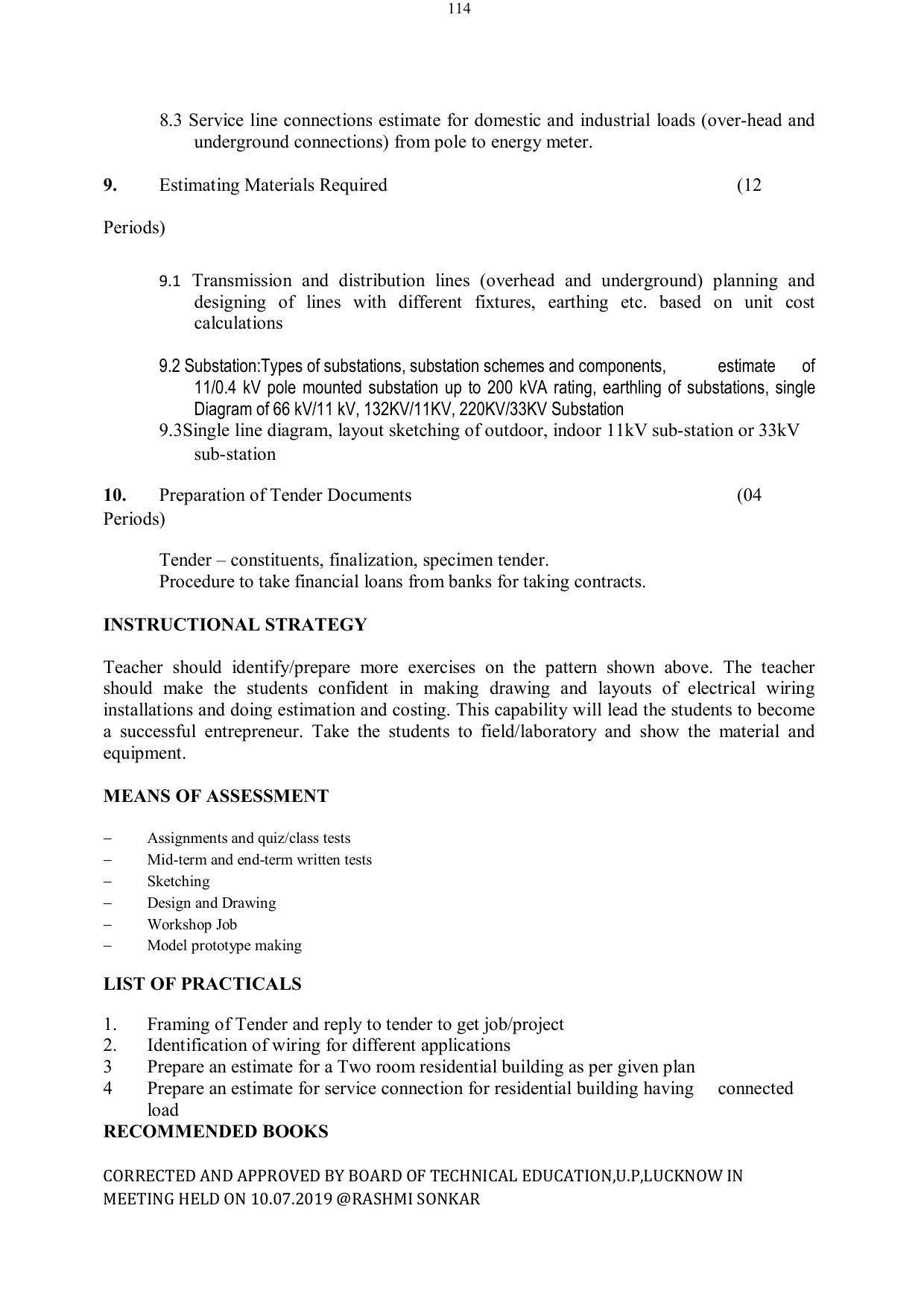 EFFECTIVE FROM JULY 2019-20 - SIX SEMESTER DIPLOMA COURSE IN ELECTRICAL ENGINEERING - Page 114