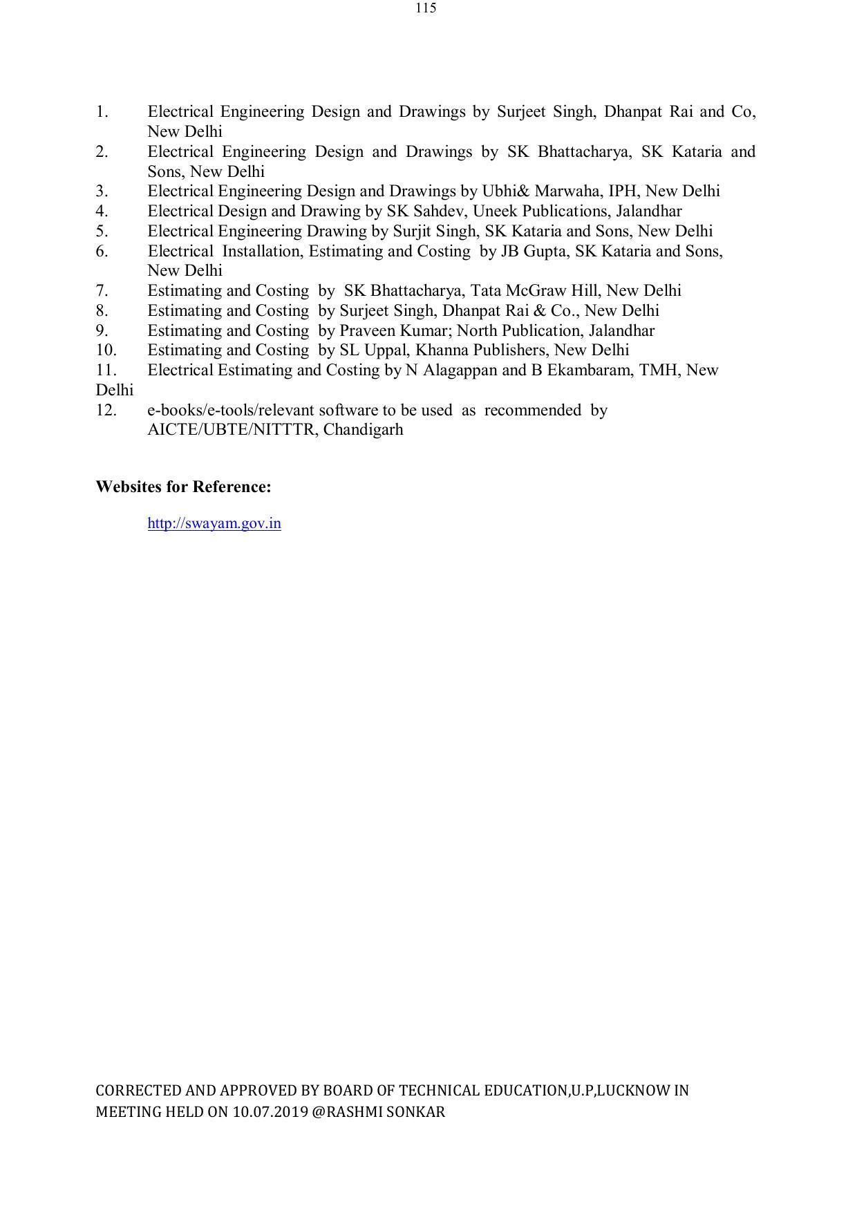 EFFECTIVE FROM JULY 2019-20 - SIX SEMESTER DIPLOMA COURSE IN ELECTRICAL ENGINEERING - Page 115