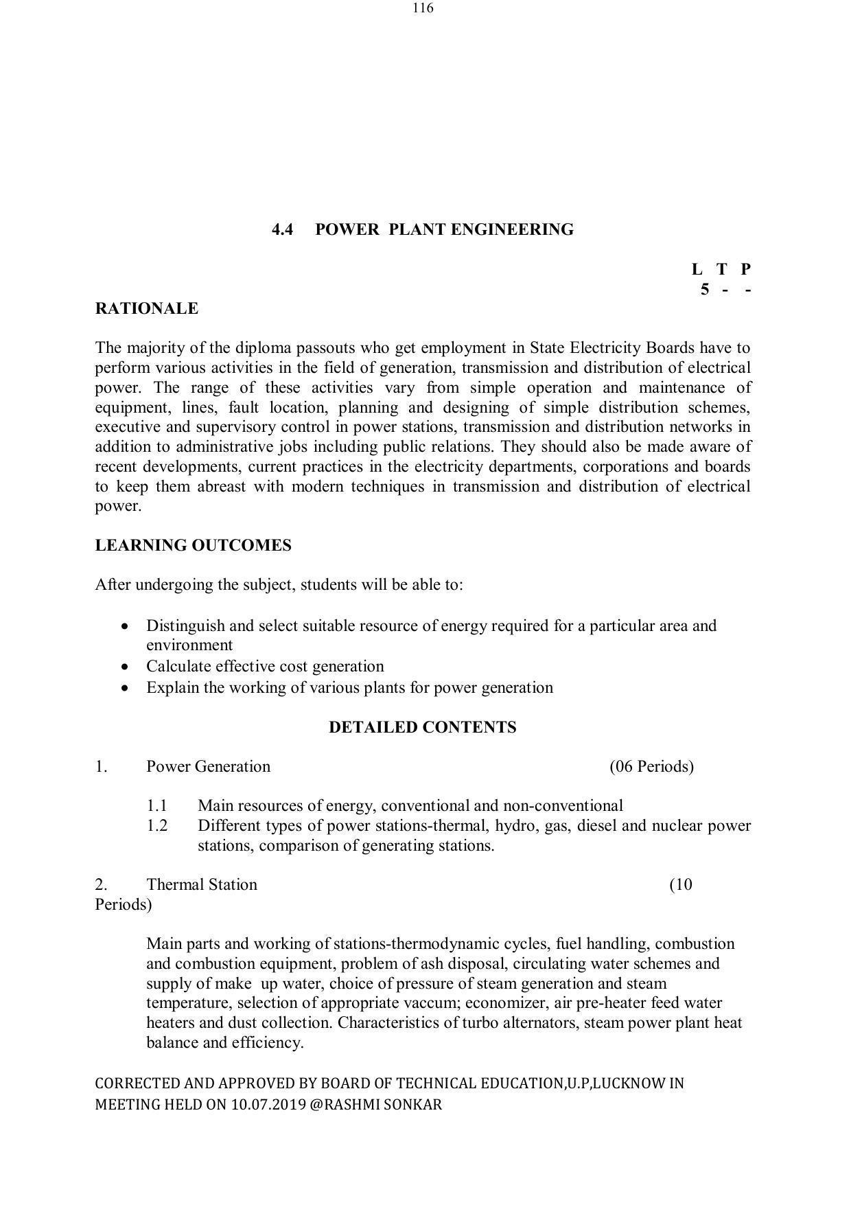 EFFECTIVE FROM JULY 2019-20 - SIX SEMESTER DIPLOMA COURSE IN ELECTRICAL ENGINEERING - Page 116