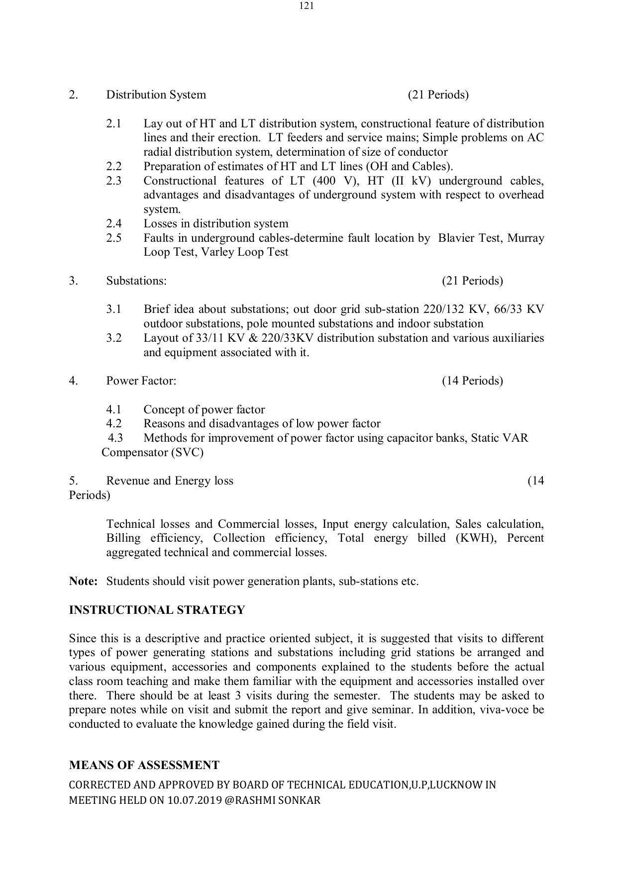 EFFECTIVE FROM JULY 2019-20 - SIX SEMESTER DIPLOMA COURSE IN ELECTRICAL ENGINEERING - Page 121