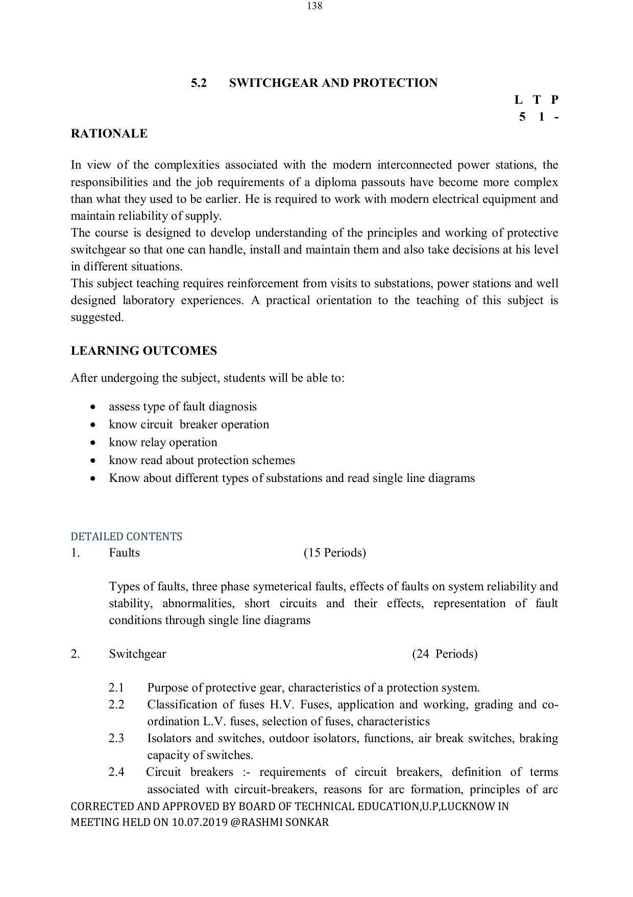 EFFECTIVE FROM JULY 2019-20 - SIX SEMESTER DIPLOMA COURSE IN ELECTRICAL ENGINEERING - Page 138