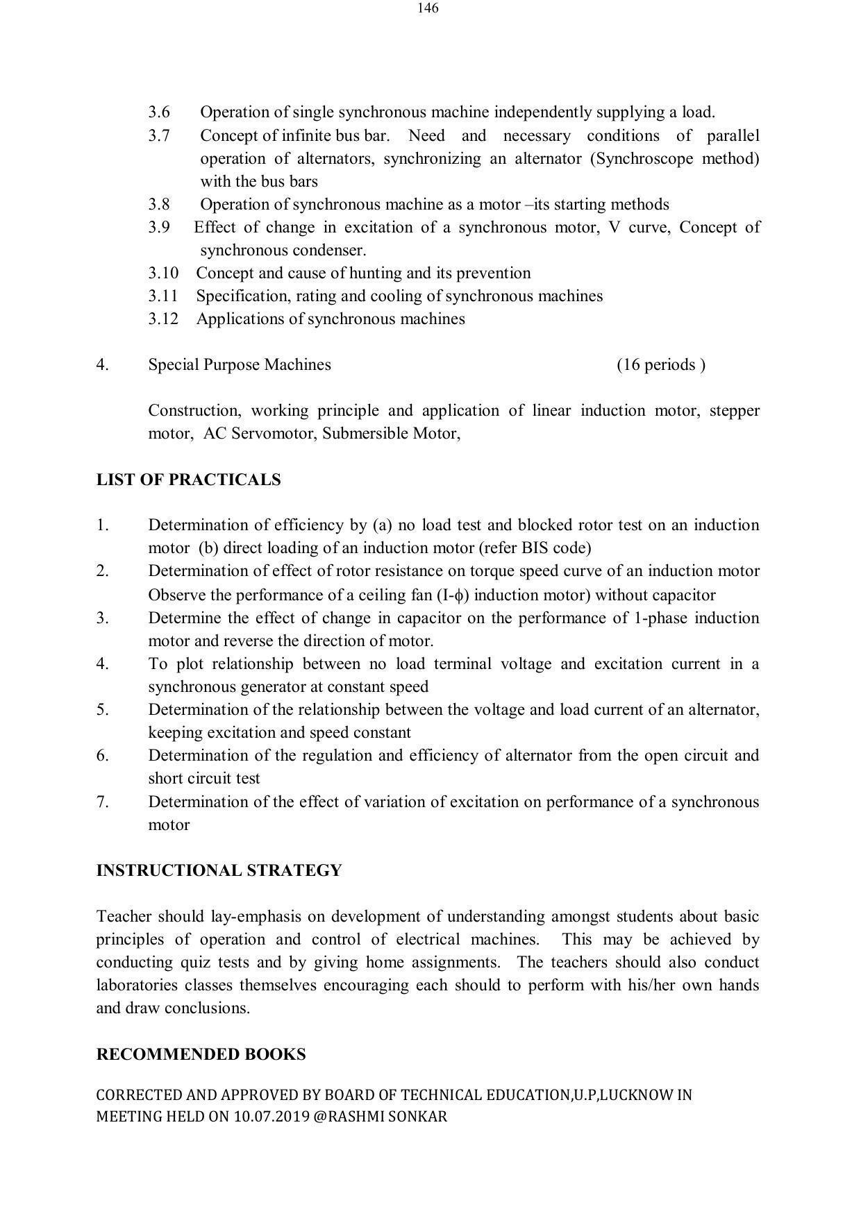 EFFECTIVE FROM JULY 2019-20 - SIX SEMESTER DIPLOMA COURSE IN ELECTRICAL ENGINEERING - Page 146