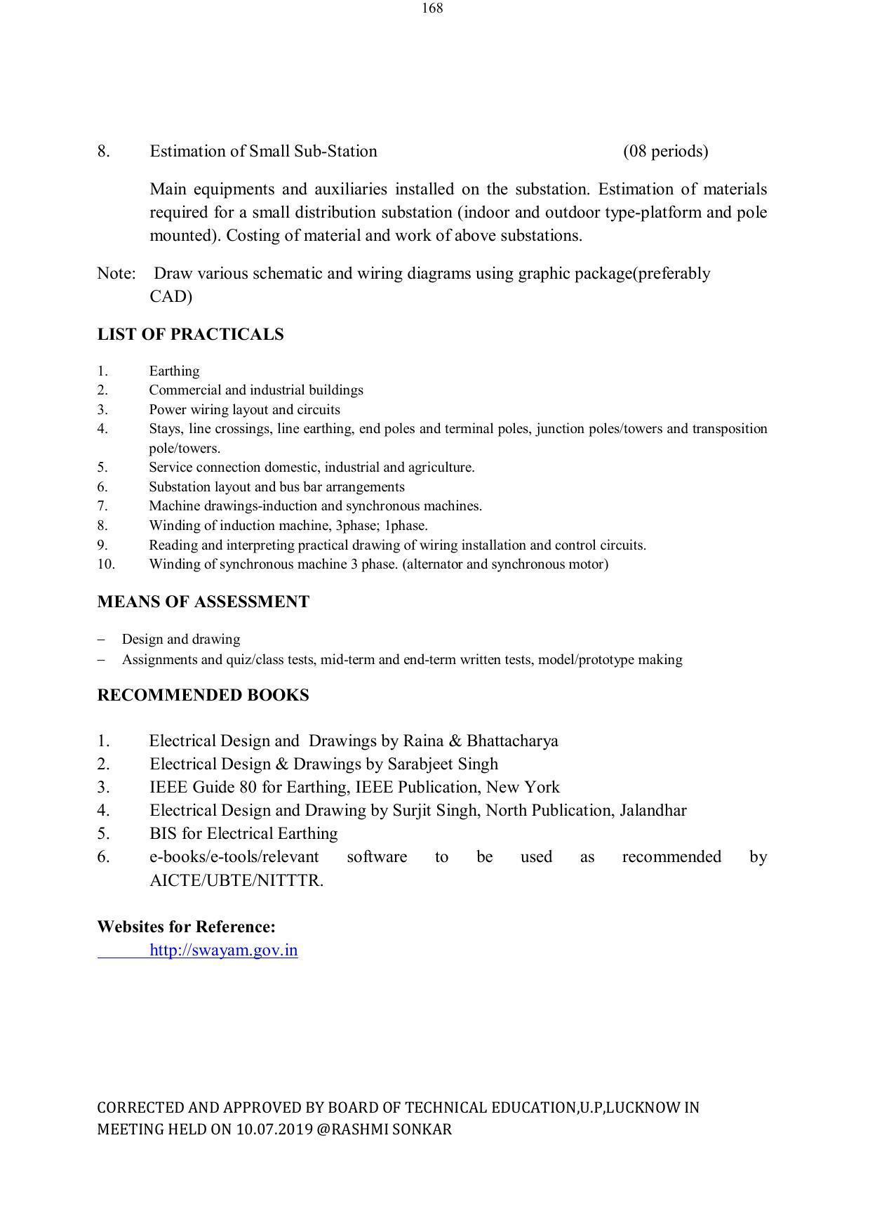 EFFECTIVE FROM JULY 2019-20 - SIX SEMESTER DIPLOMA COURSE IN ELECTRICAL ENGINEERING - Page 168