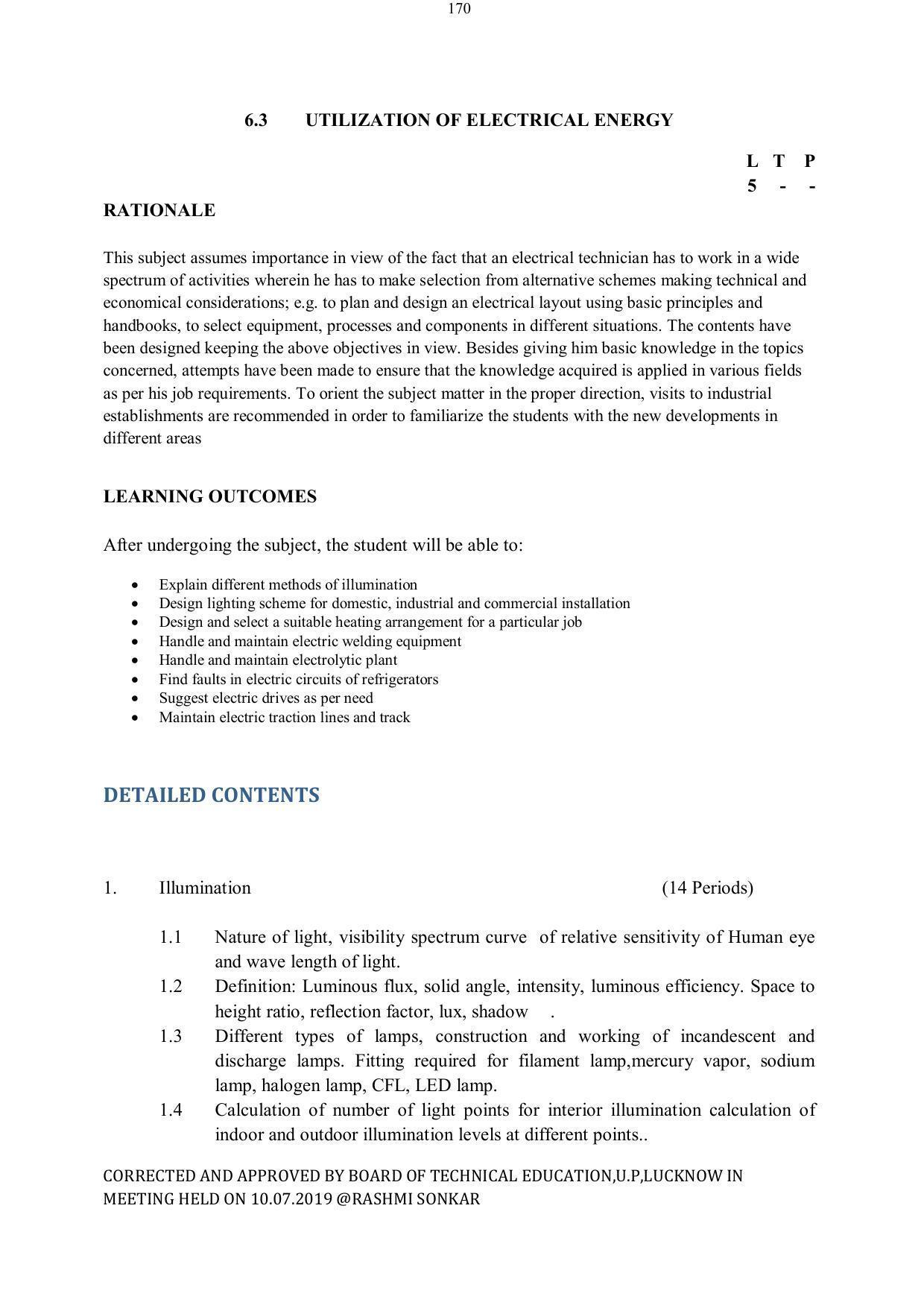 EFFECTIVE FROM JULY 2019-20 - SIX SEMESTER DIPLOMA COURSE IN ELECTRICAL ENGINEERING - Page 170