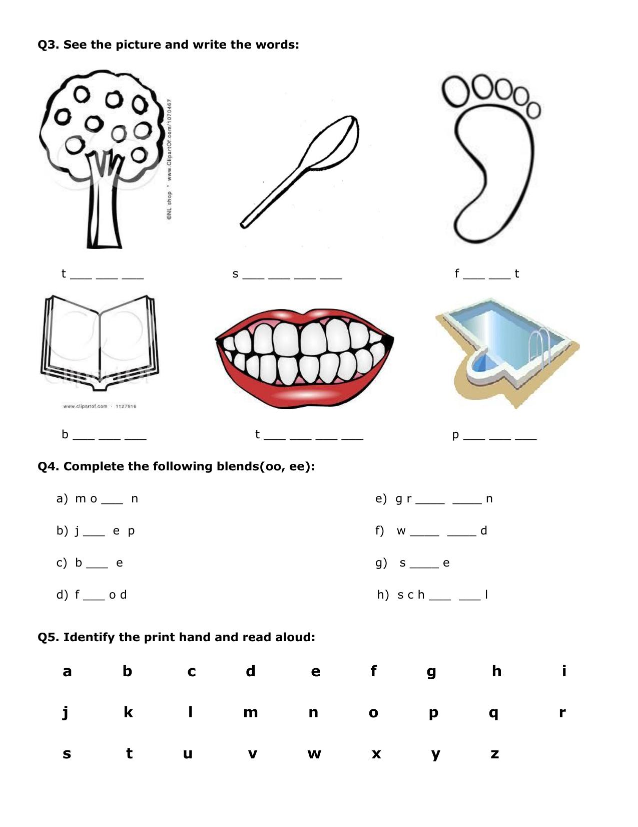 Worksheet for Class 1 English Assignment 1 - Page 2