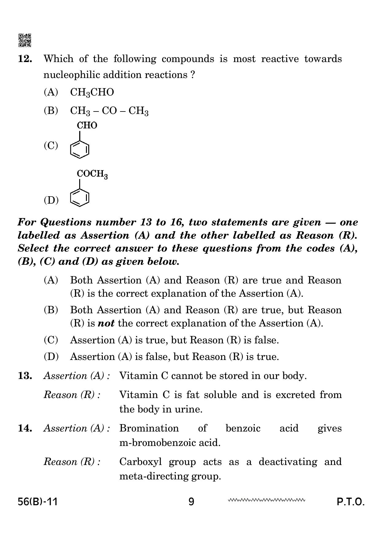 CBSE Class 12 56 B Chemistry for VI 2024 Question Paper - Page 9